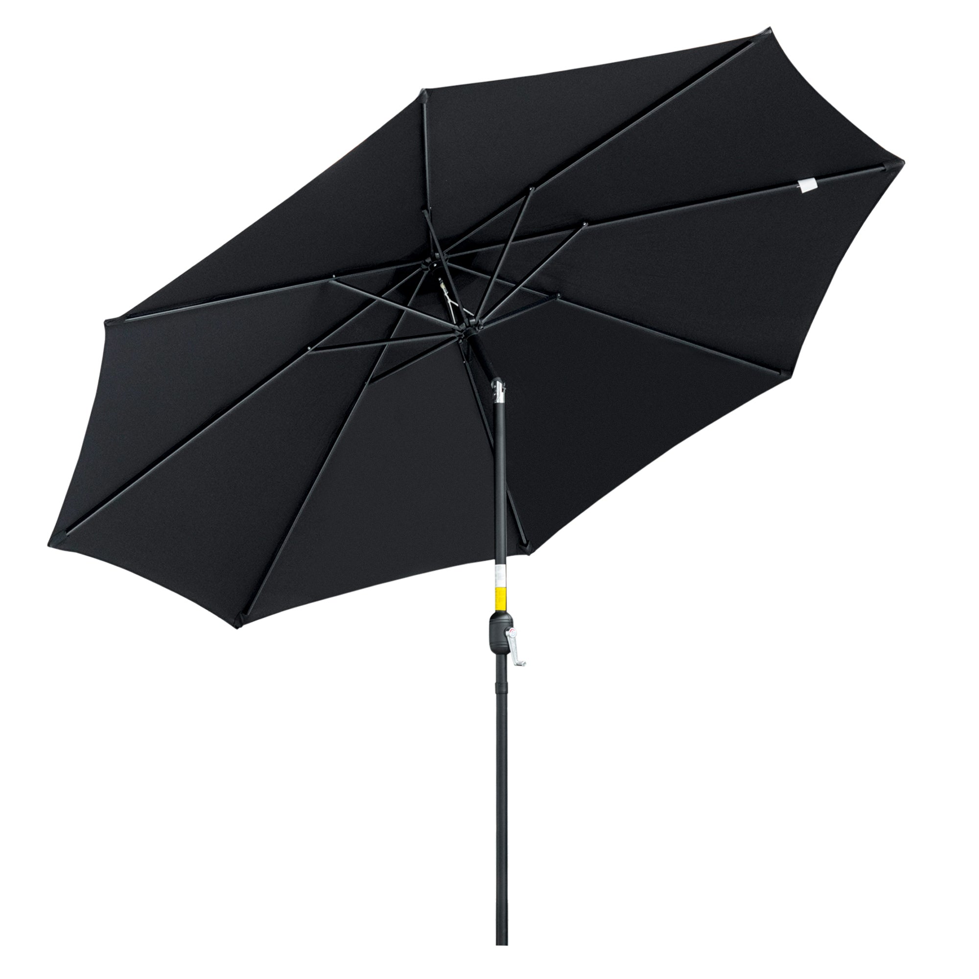 Outsunny 10' x 8' Round Market Umbrella, Patio Umbrella, Outdoor Parasol with Crank Handle, Tilt for Garden, Bench, Lawn, Black