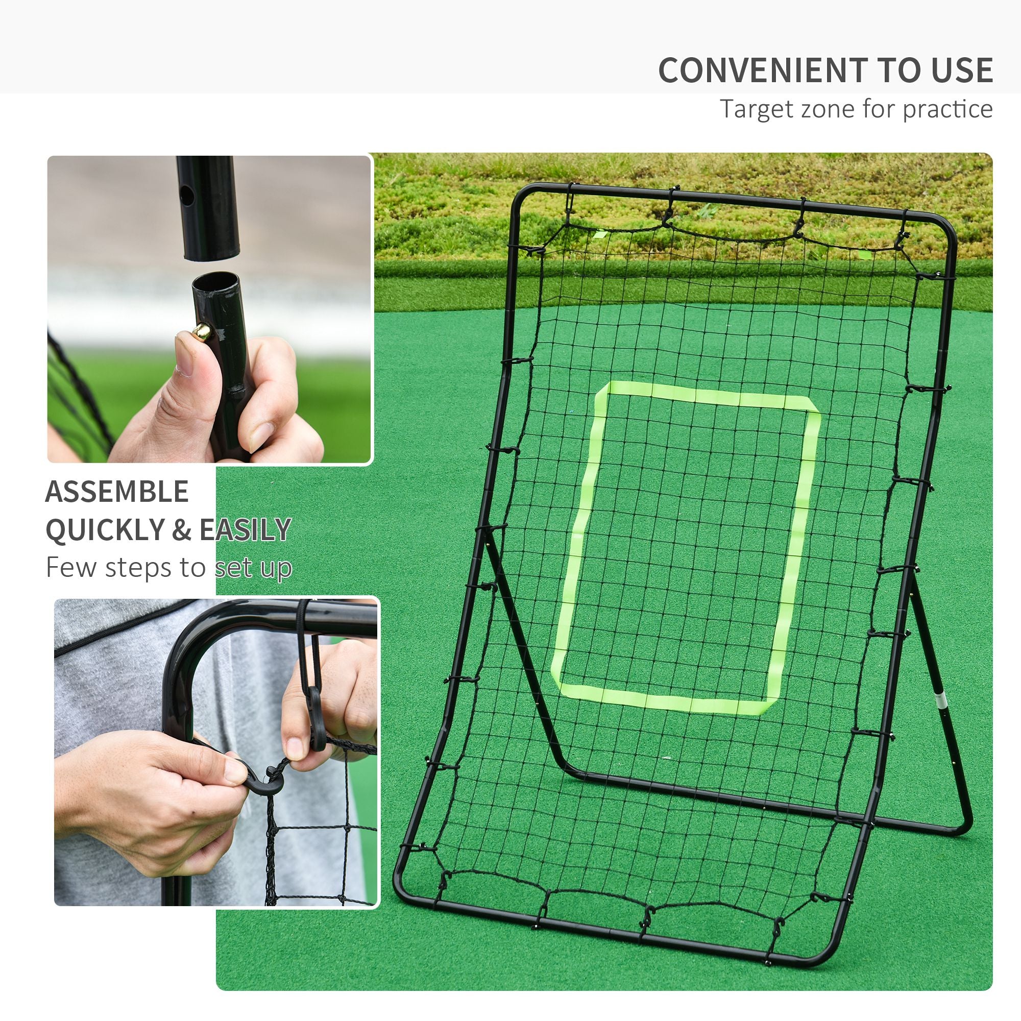 Soozier Multi-use Pitchback Rebounder Net Sports Throwing, Pitching and Fielding Trainer Screen Target Netting