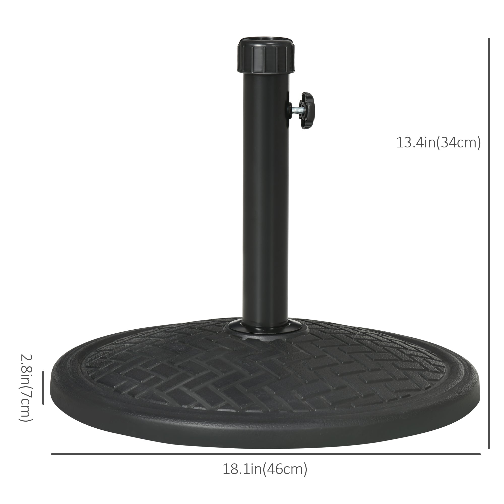 Outsunny 31lbs Patio Umbrella Base Holder, Concrete Round Outdoor Market Umbrella Stand Weight for Lawn, Deck, Backyard, Garden, Black
