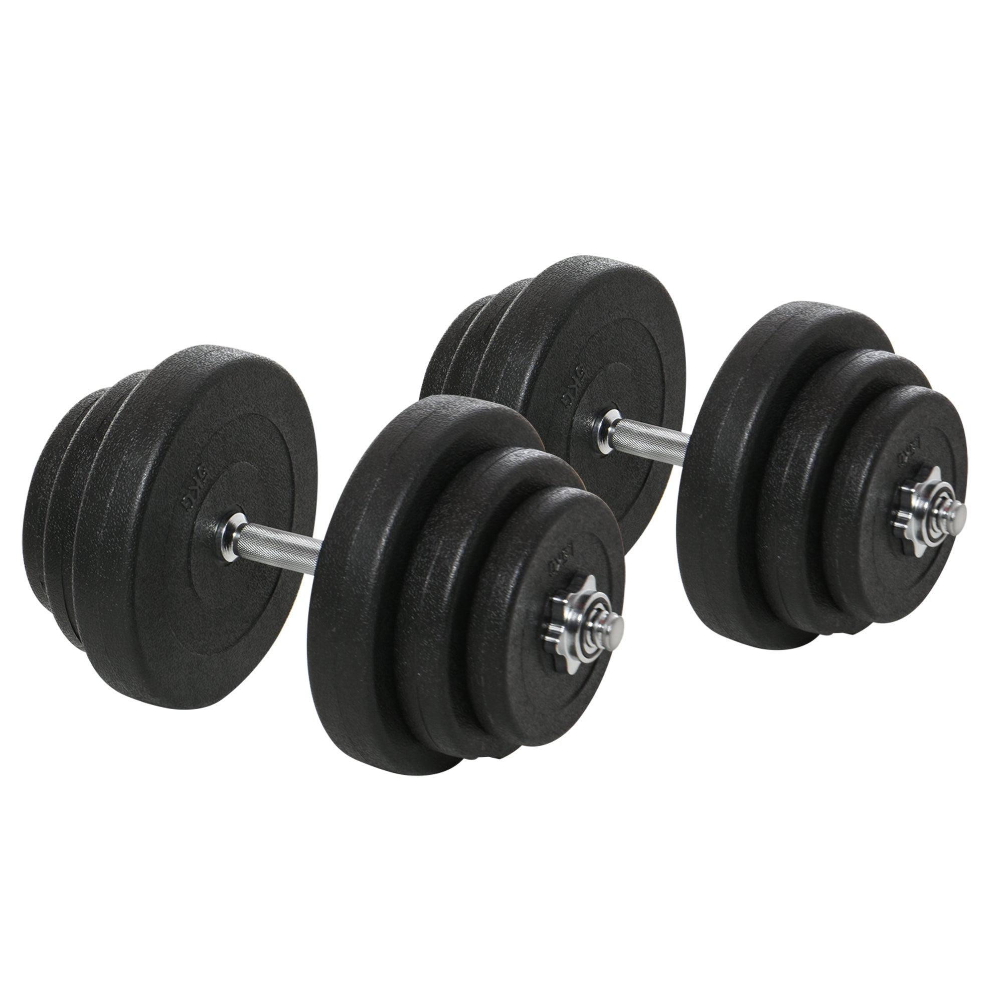 Soozier Adjustable 2 x 44lbs Weight Dumbbell Set for Weight Fitness Training Exercise Fitness Home Gym Equipment, Black (Pair)