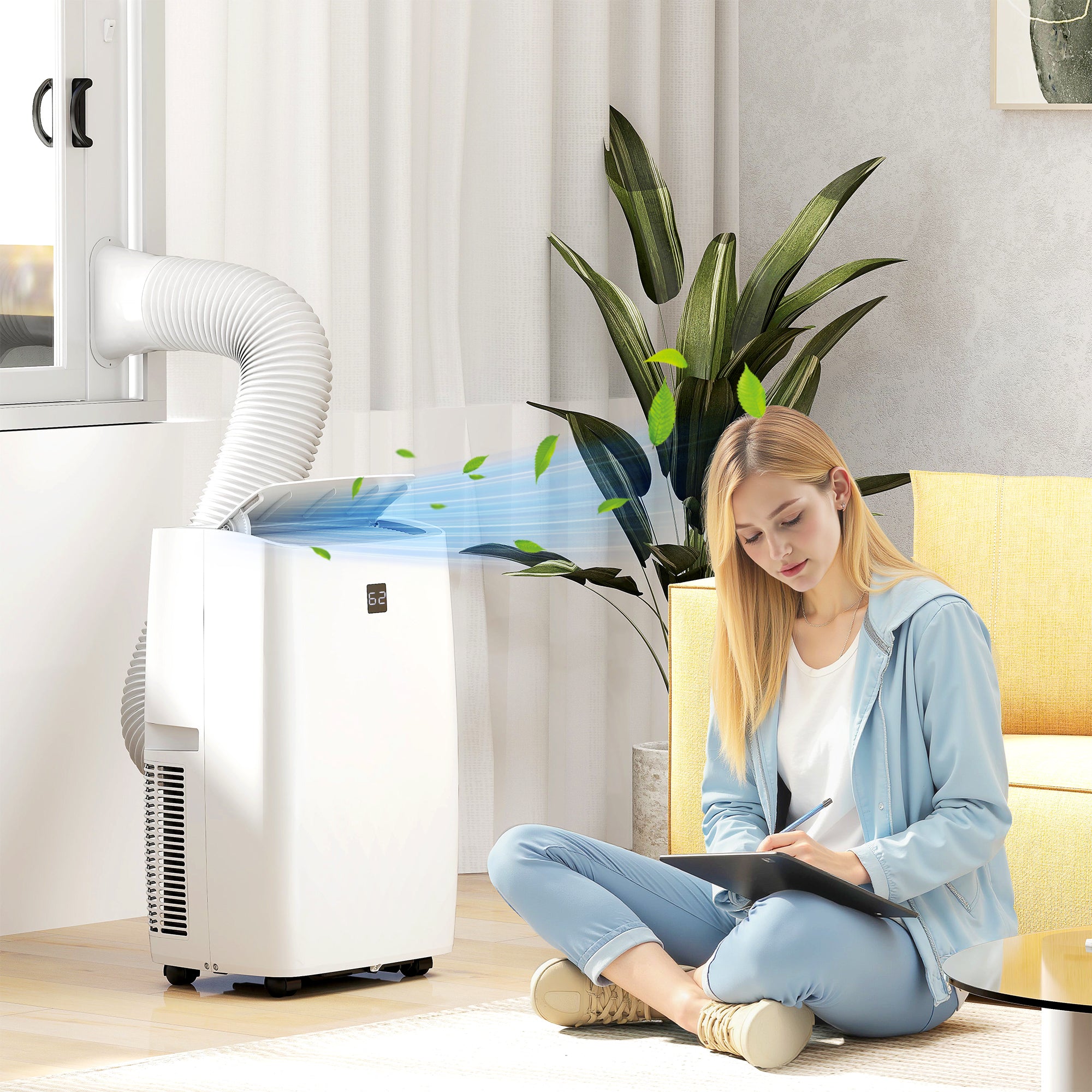 HOMCOM 14000 BTU Portable Air Conditioner, AC Unit with Cool, Dehumidifier, Fan, 700 Sq. ft, 24H Timer On Off, Window Kit