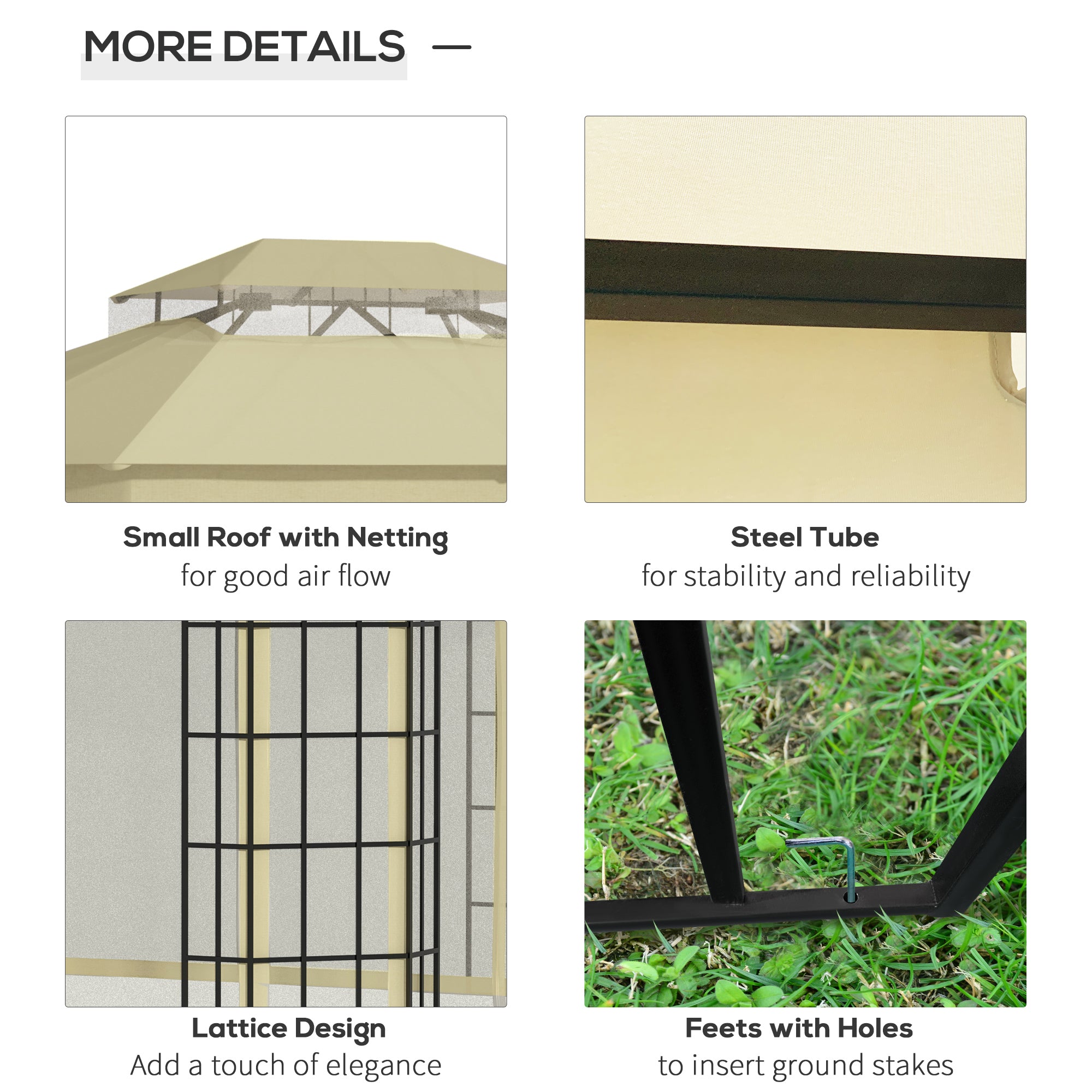 Outsunny 12'x10' Soft-top Patio Gazebo Canopy Steel Gazebo with Double Vented Roof, Mosquito Netting, Beige