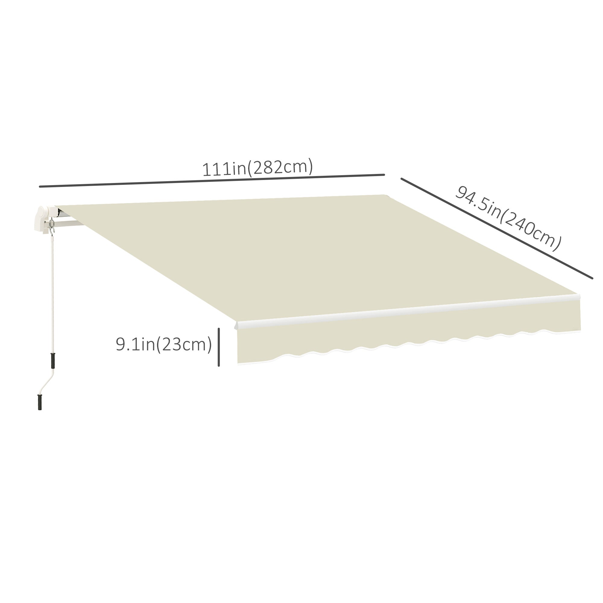 Outsunny 10' x 8' Retractable Awning Fabric Replacement Outdoor Sunshade Canopy Awning Cover, UV Protection, Cream White