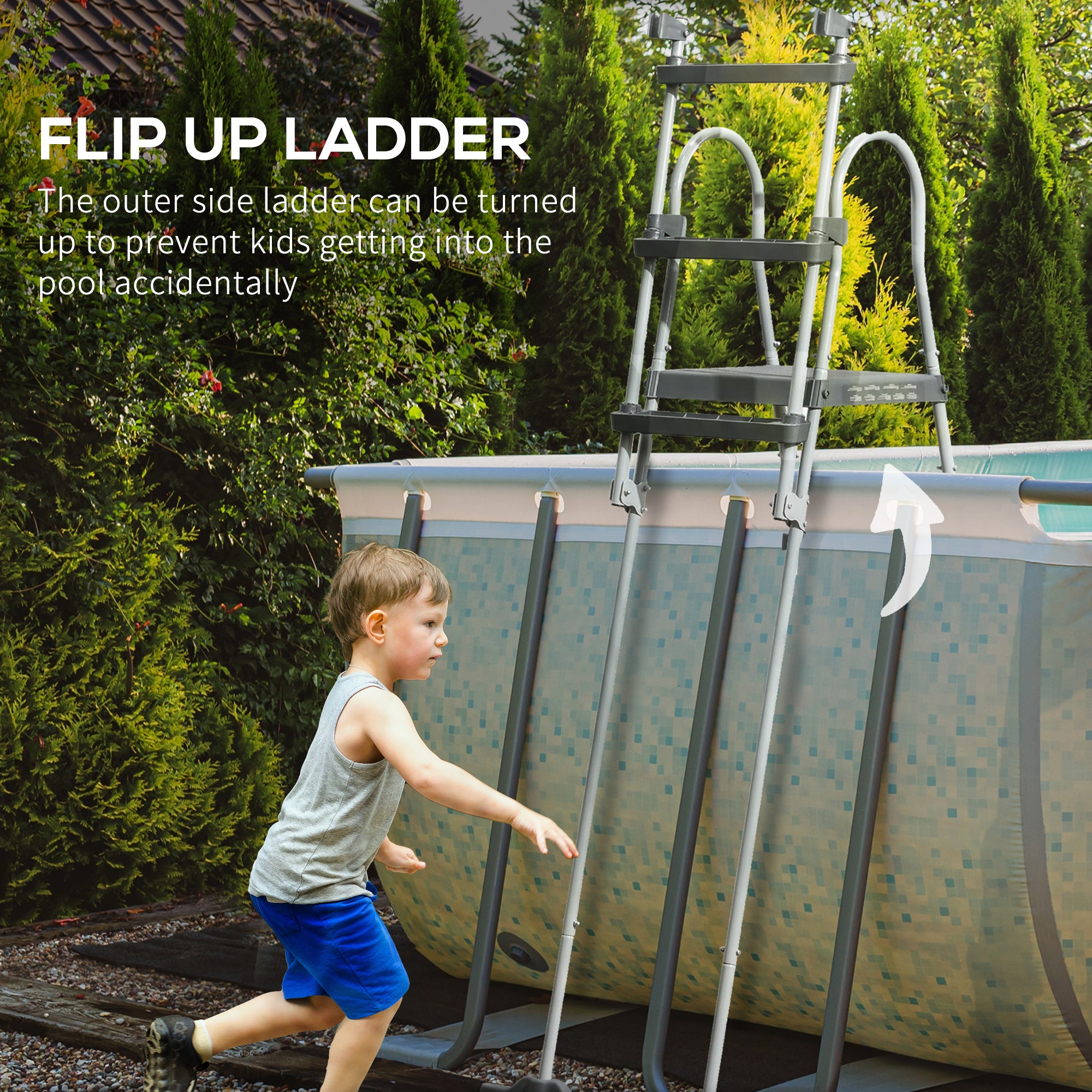 Outsunny 70" Above Ground Pool Ladder for 48" Pool Wall Height, Grey