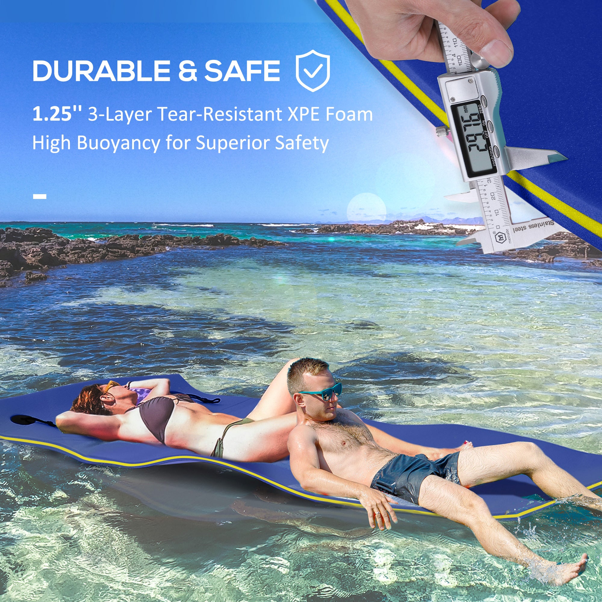 HOMCOM 10' x 5' Roll-Up Pool Float Pad for Lakes, Oceans, & Pools, Water Mat for Playing, Relaxing & Recreation, Blue