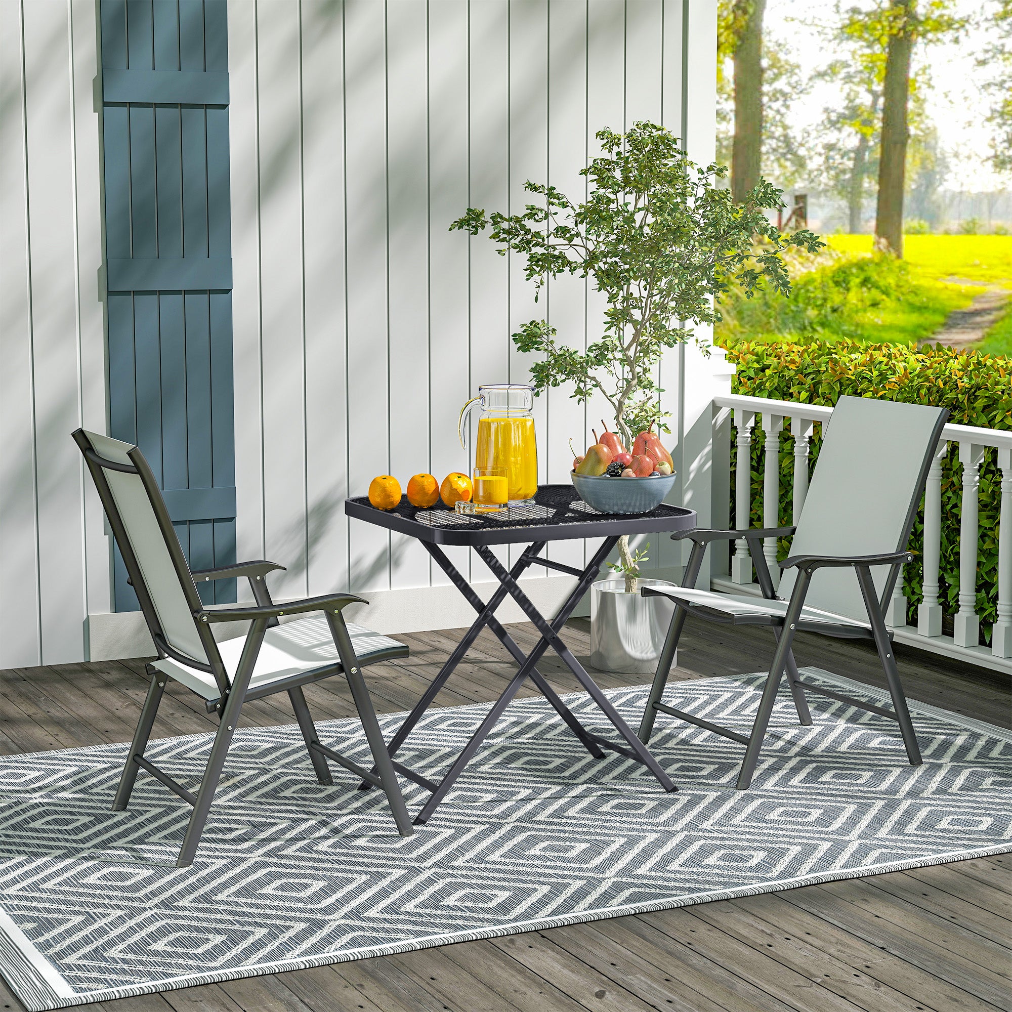 Outsunny 27.5" Square Outdoor Patio Table, Outdoor Folding Table with Grid Rattan-Like Top for Camping, Picnic, Black
