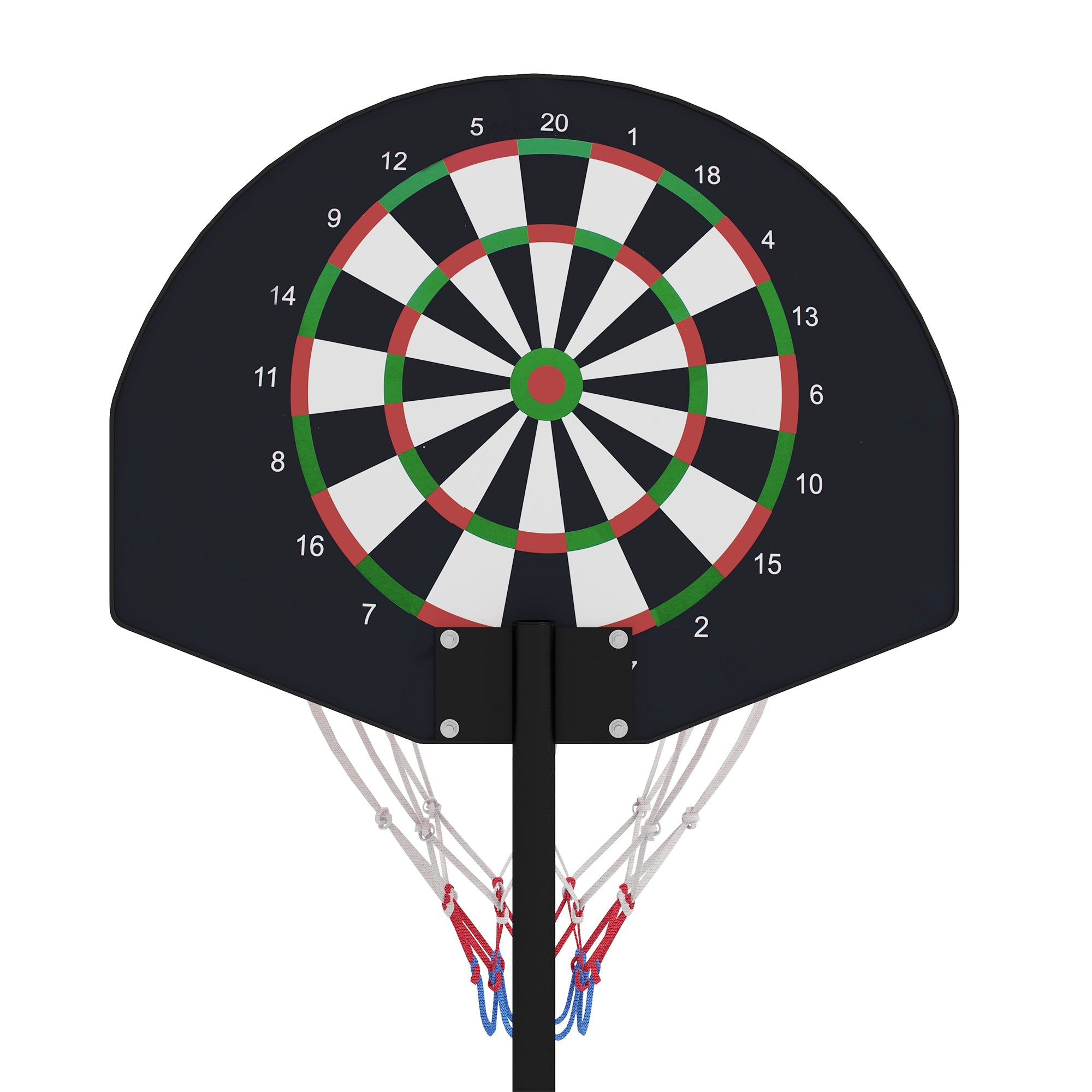 Soozier 3-5ft Basketball Hoop and Stand with Magenic Dartboard and Darts, 15" Backboard, Weighted Base for Teens Youth