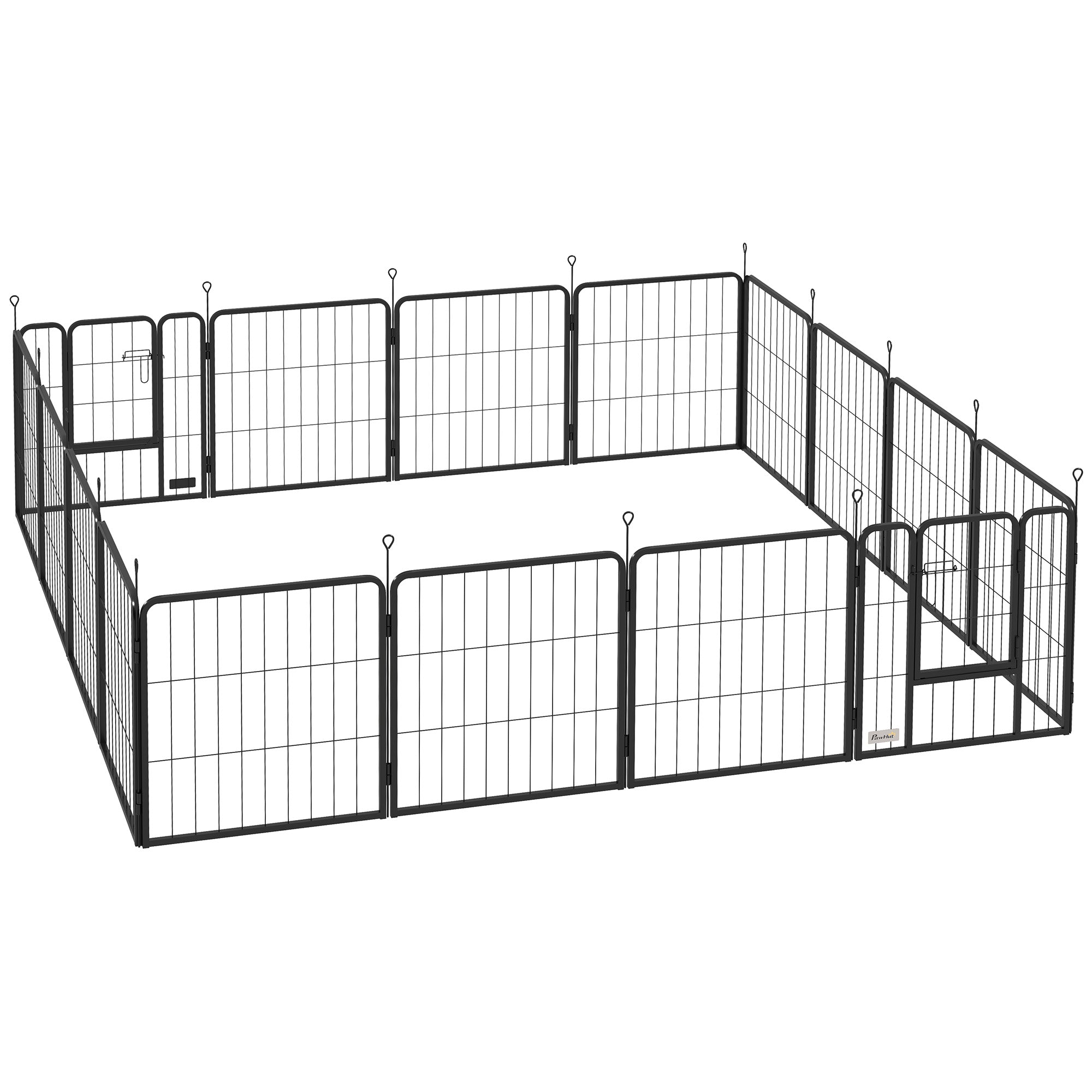 PawHut 16 Panels Dog Playpen with Straps, Portable & DIY, for Small Dogs, for Yard, RV, Camping, Garden, 24" Height