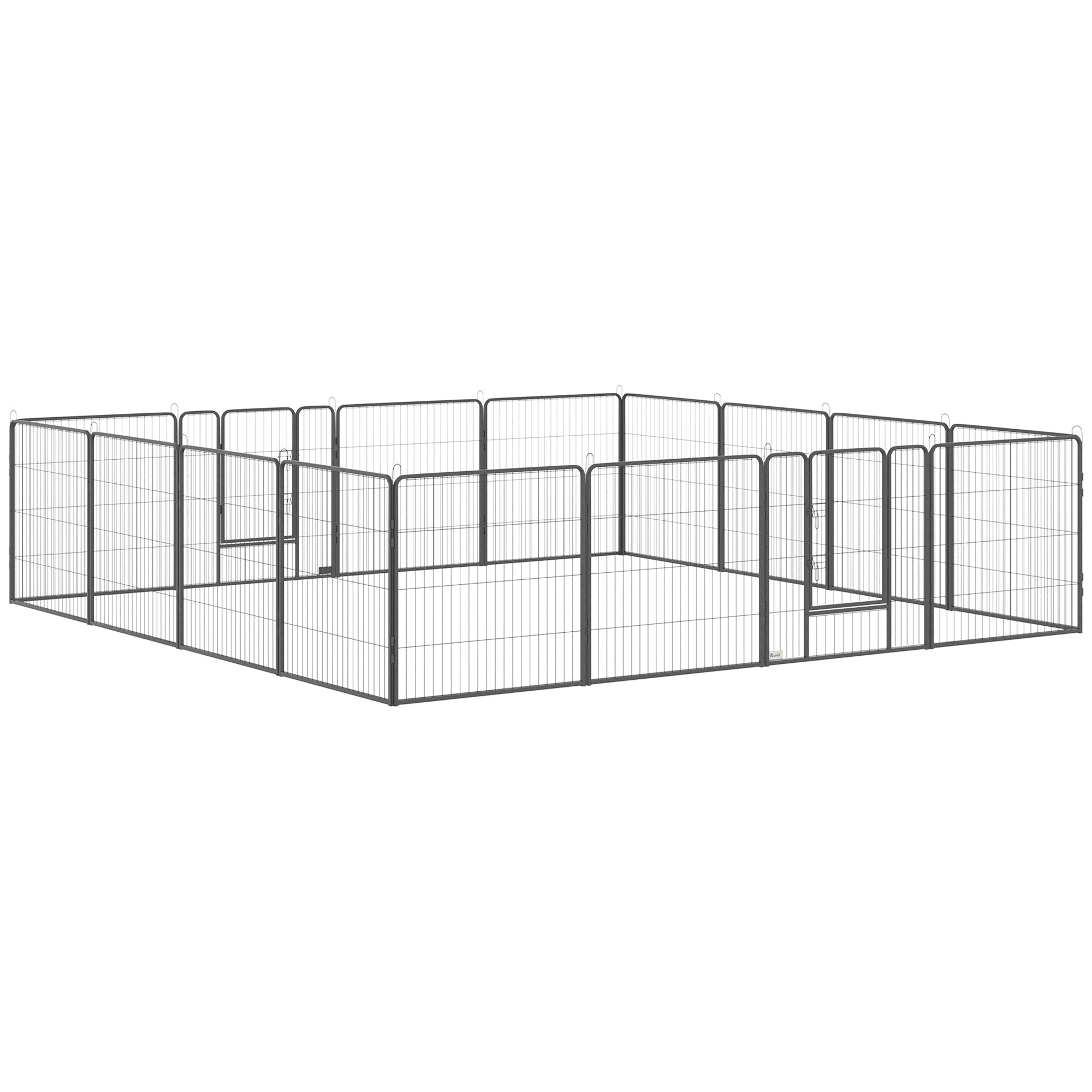 PawHut Heavy Duty Pet Playpen, 16 Panels Steel Dog Fence Puppy Exercise Pen with 2 Doors Locking Latch, 31.5" Height