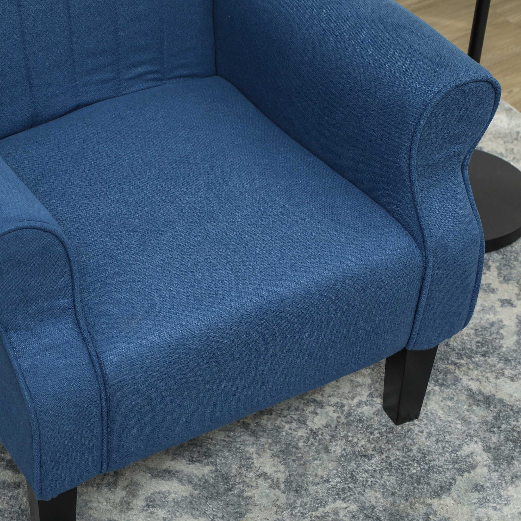 HOMCOM Fabric Armchair, Modern Accent Chair with Wood Legs for Living Room, Bedroom, Home Office, Dark Blue