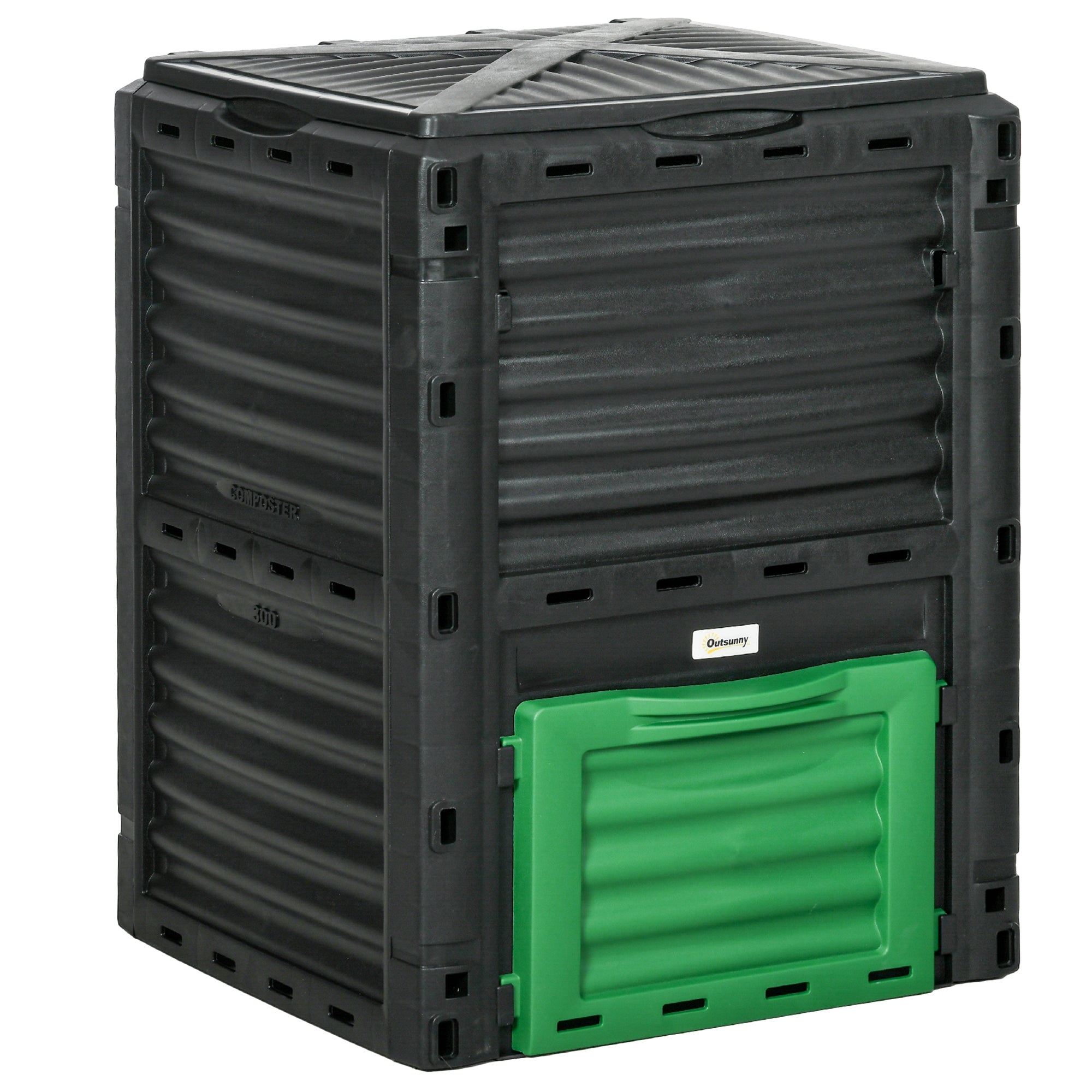 Outsunny Outdoor Compost Bin Garden Container, Fast Creation of Fertile Soil Aerating Compost Box, 80 Gallon, Green