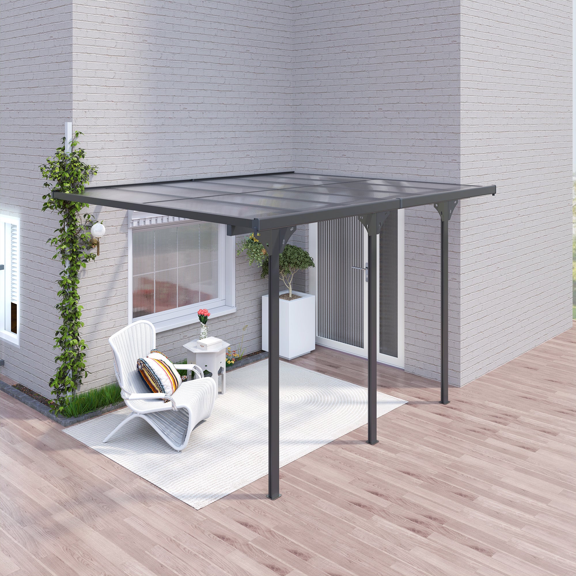 Outsunny 10' x 12' Outdoor Hardtop Pergola Gazebo with Polycarbonate Roof Adjustable Height, Aluminum Frame, UV Protection, Grey