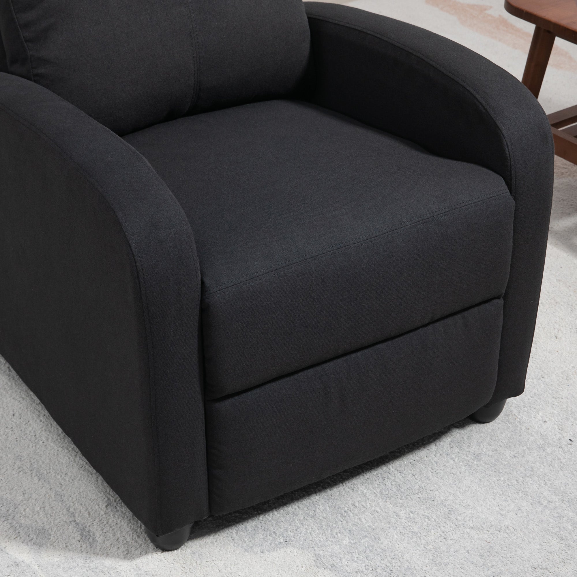 HOMCOM Fabric Recliner Chair, Manual Home Theater Seating, Single Reclining Sofa Chair with Padded Seat for Living Room, Black