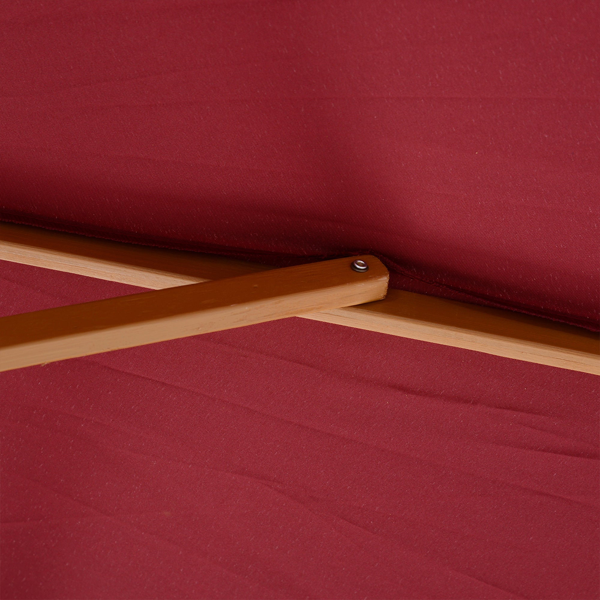 Outsunny 10' x 8' Bamboo Wooden Round Market Patio Sun Umbrella Garden Parasol Outdoor Sunshade Canopy, Wine Red