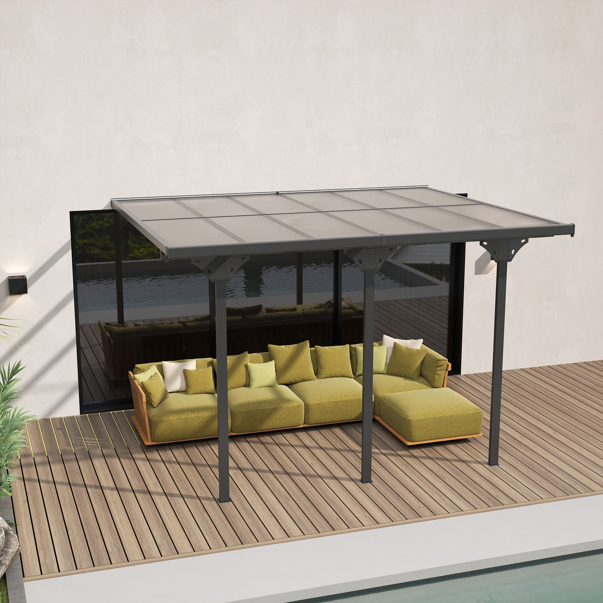 Outsunny 10' x 12' Outdoor Hardtop Pergola Gazebo with Polycarbonate Roof Adjustable Height, Aluminum Frame, UV Protection, Grey