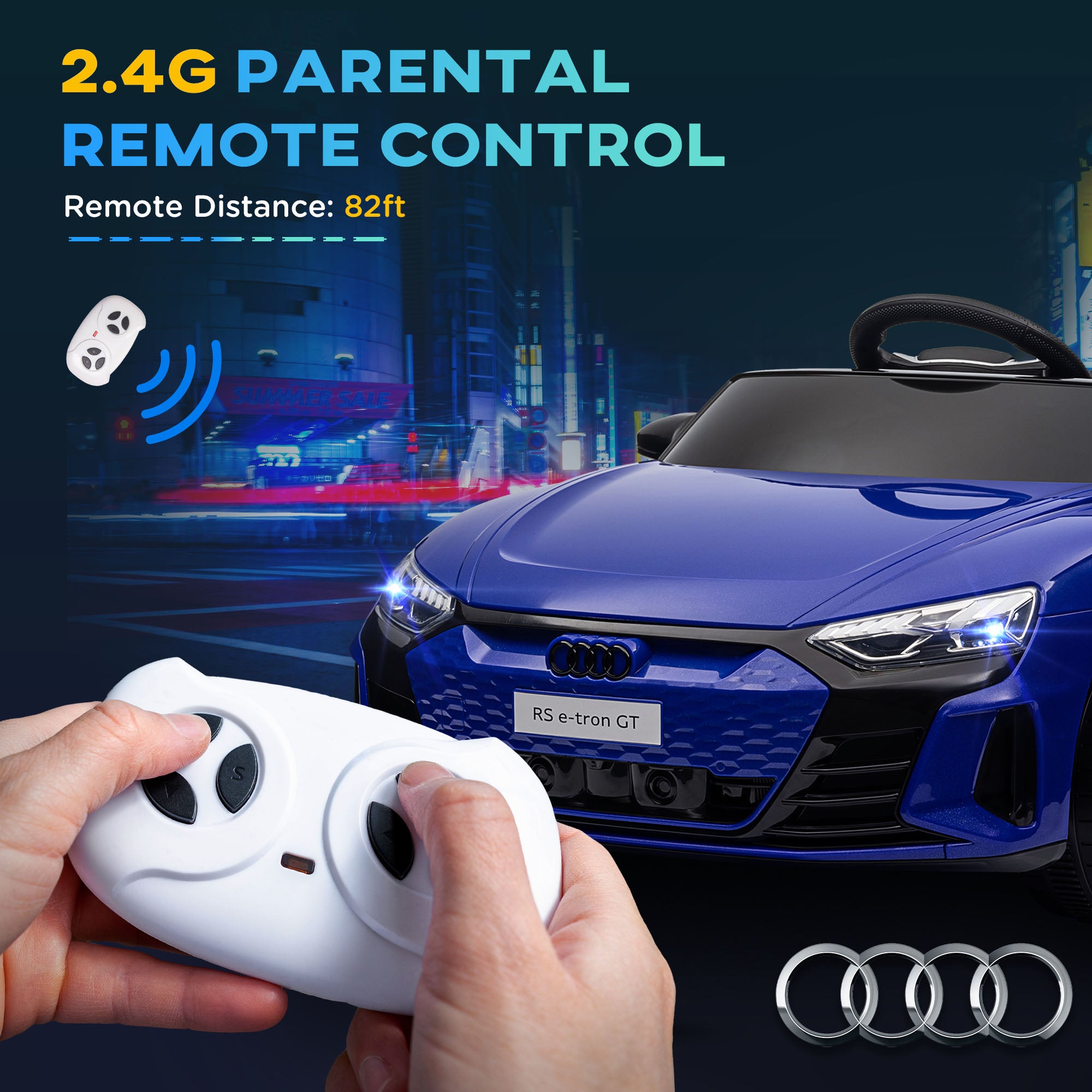 Aosom 12V Audi RS e-tron GT Licensed Kids Ride on Car, Battery Powered Electric Car with Remote Control, Navy Blue