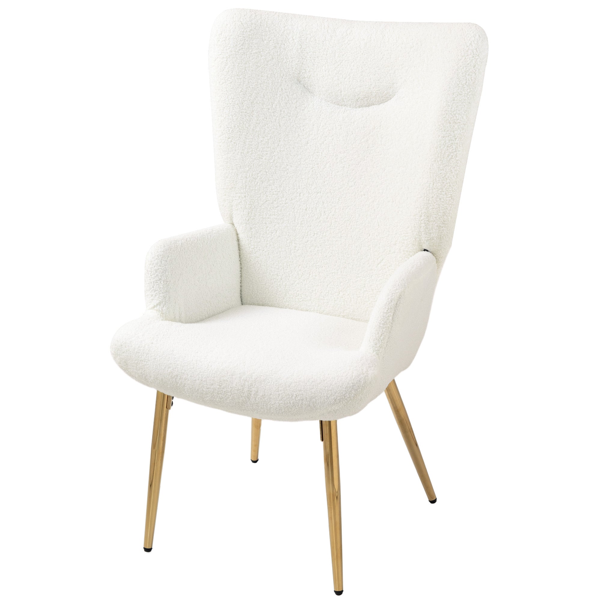 HOMCOM Modern Accent Armchair, Sherpa Boucle Lounge Chair with Metal Legs for Living Room, Bedroom, White
