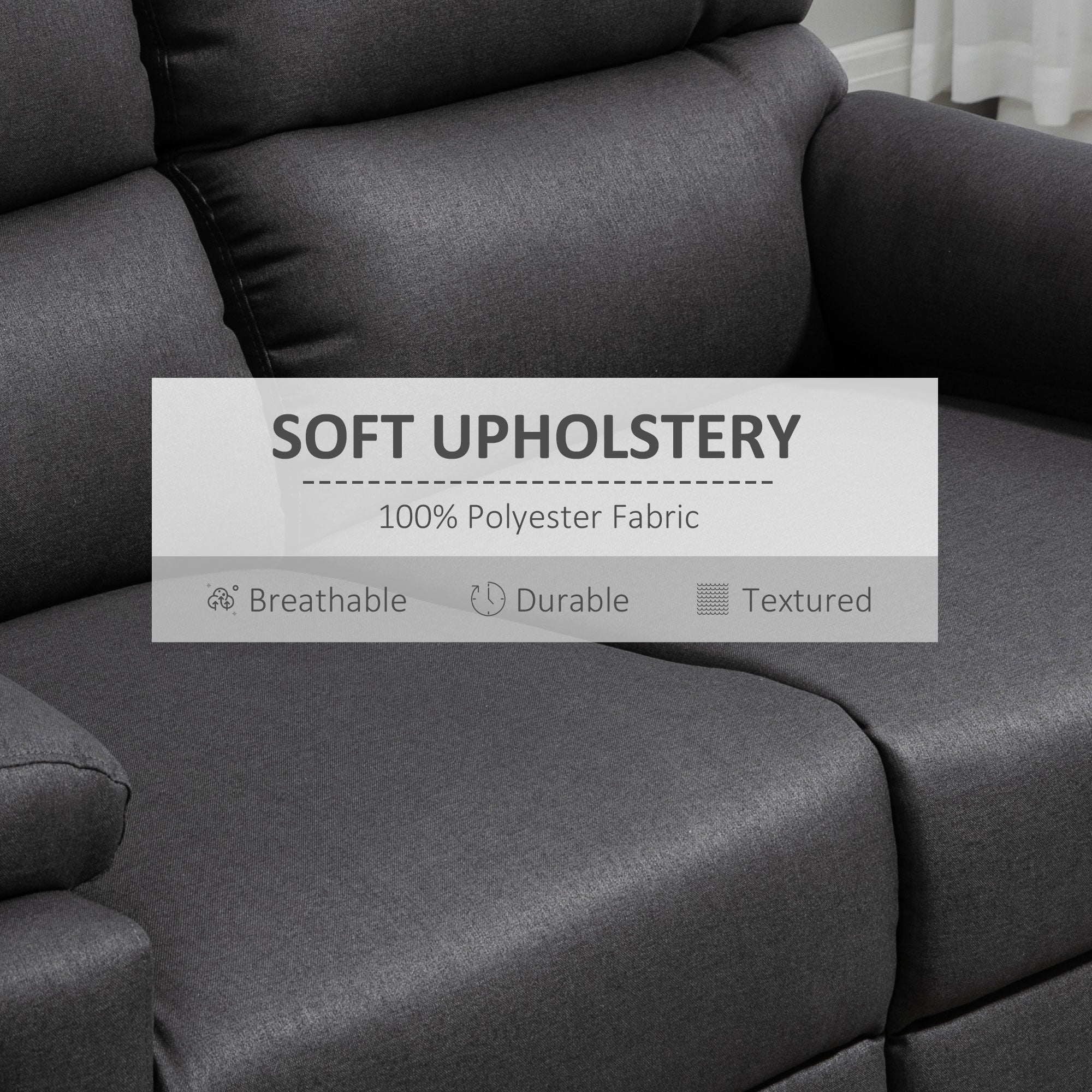 HOMCOM Loveseat Recliner Sofa, 2 Seater Reclining Chair with Footrest and Split Backrest, Dark Grey