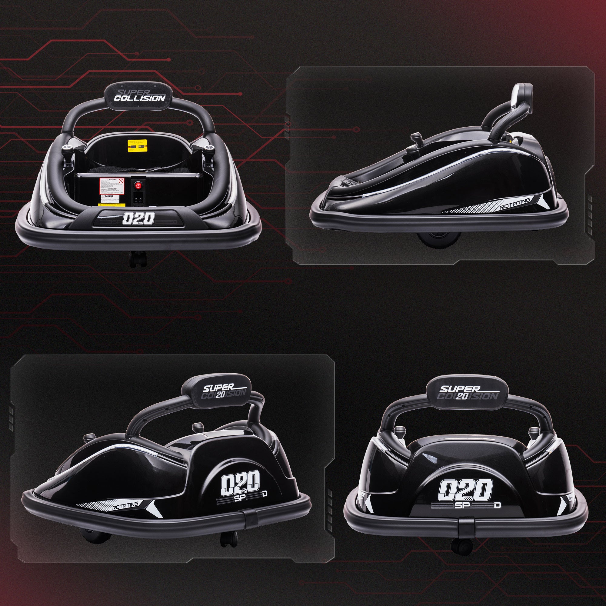 Aosom 12V Kids Bumper Car with Parent Remote Control, Safety Belt, Colorful LED Lights, for Boys and Girls, Black