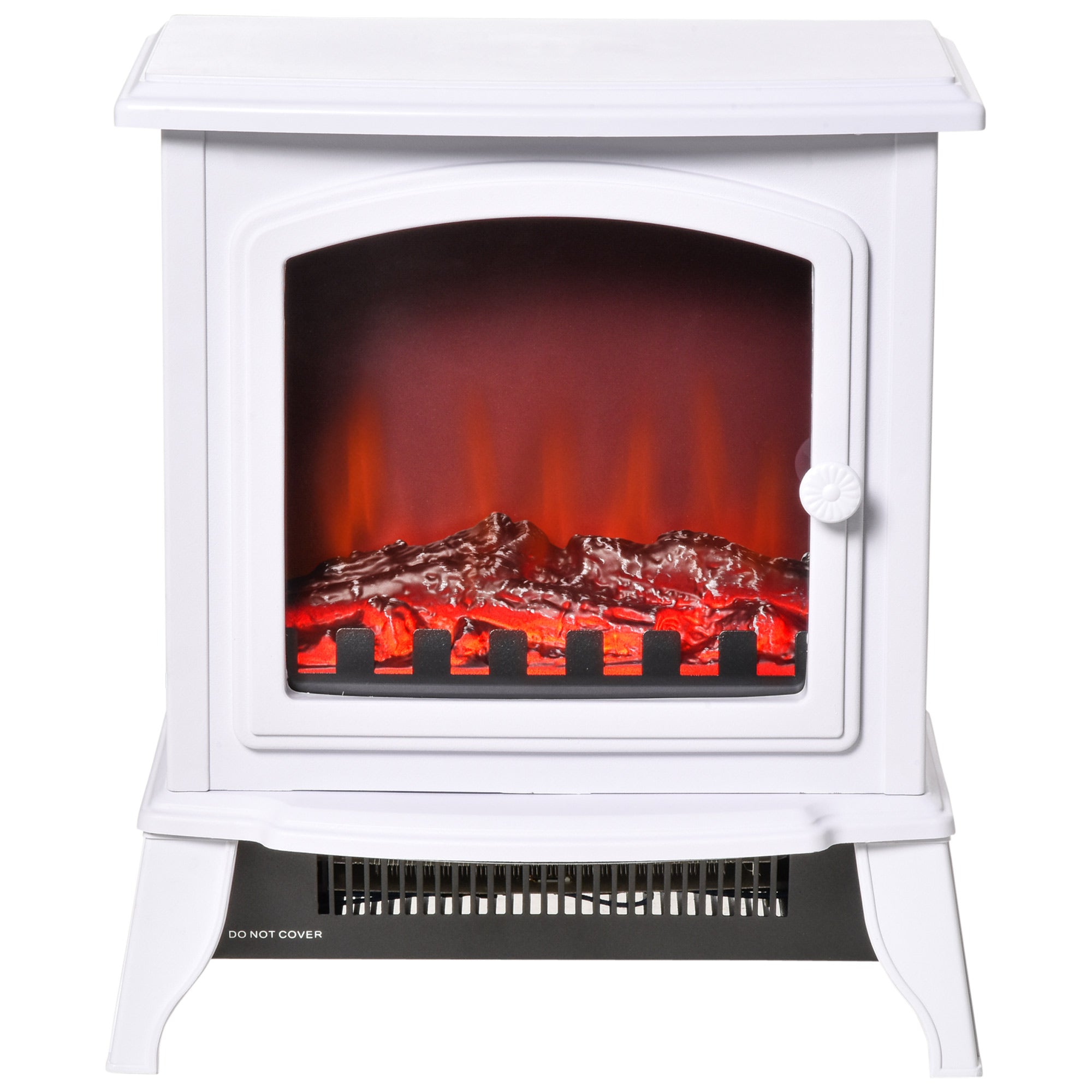 HOMCOM Electric Fireplace Heater, Freestanding Fireplace Stove with Realistic Flame Effect, Overheat Safety Protection, 750W/1500W, White