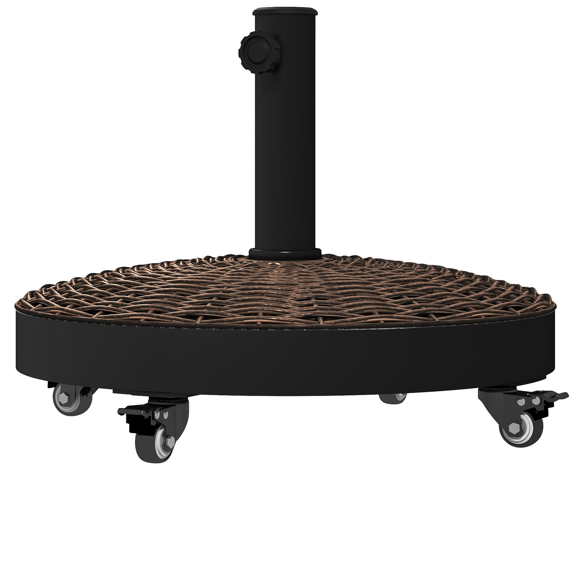 Outsunny 20.5" Round Parasol Base Resin Patio Umbrella Base Garden Parasol Holder Outdoor Offset Weight Stand with Wheels Bronze