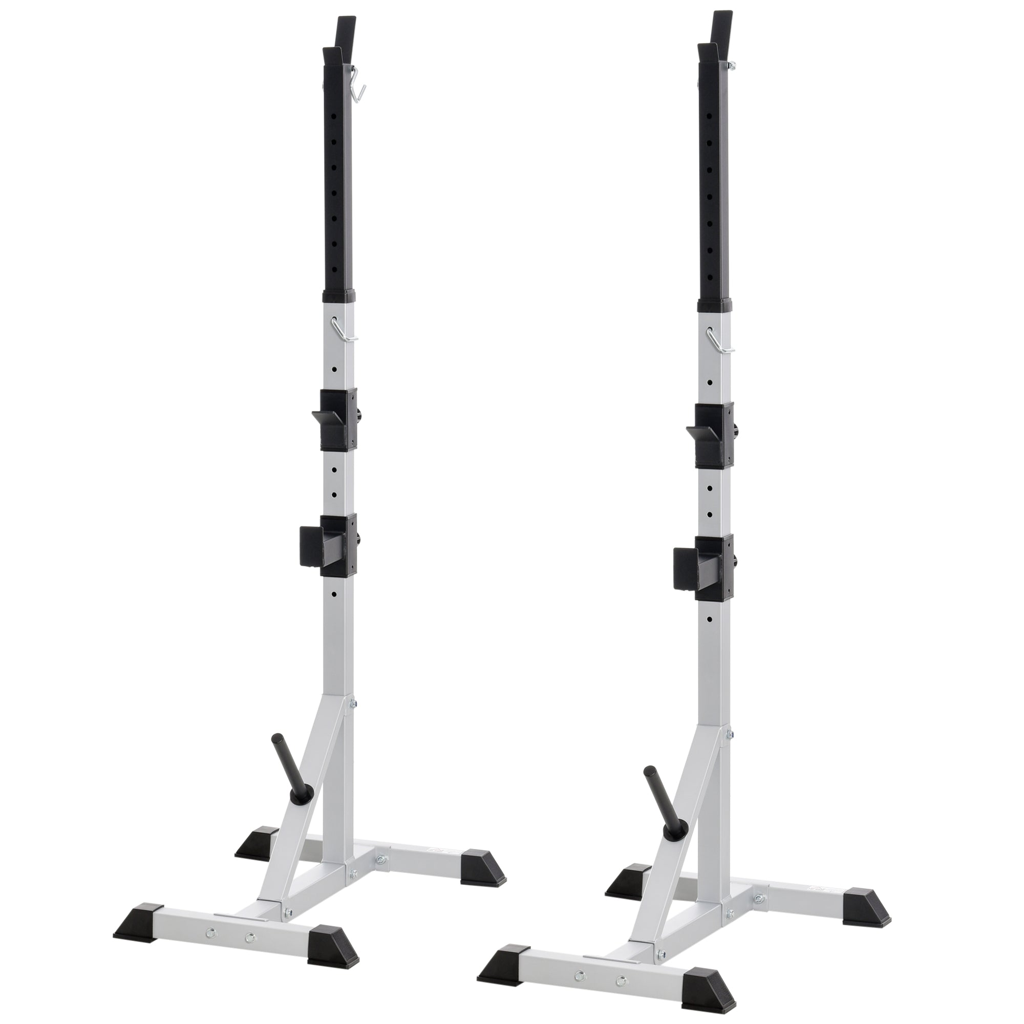 Soozier 2-Piece Barbell Rack, 53.5"-69.3" Height Adjustable Squat Rack Bench Press Rack, 440LBS Capacity
