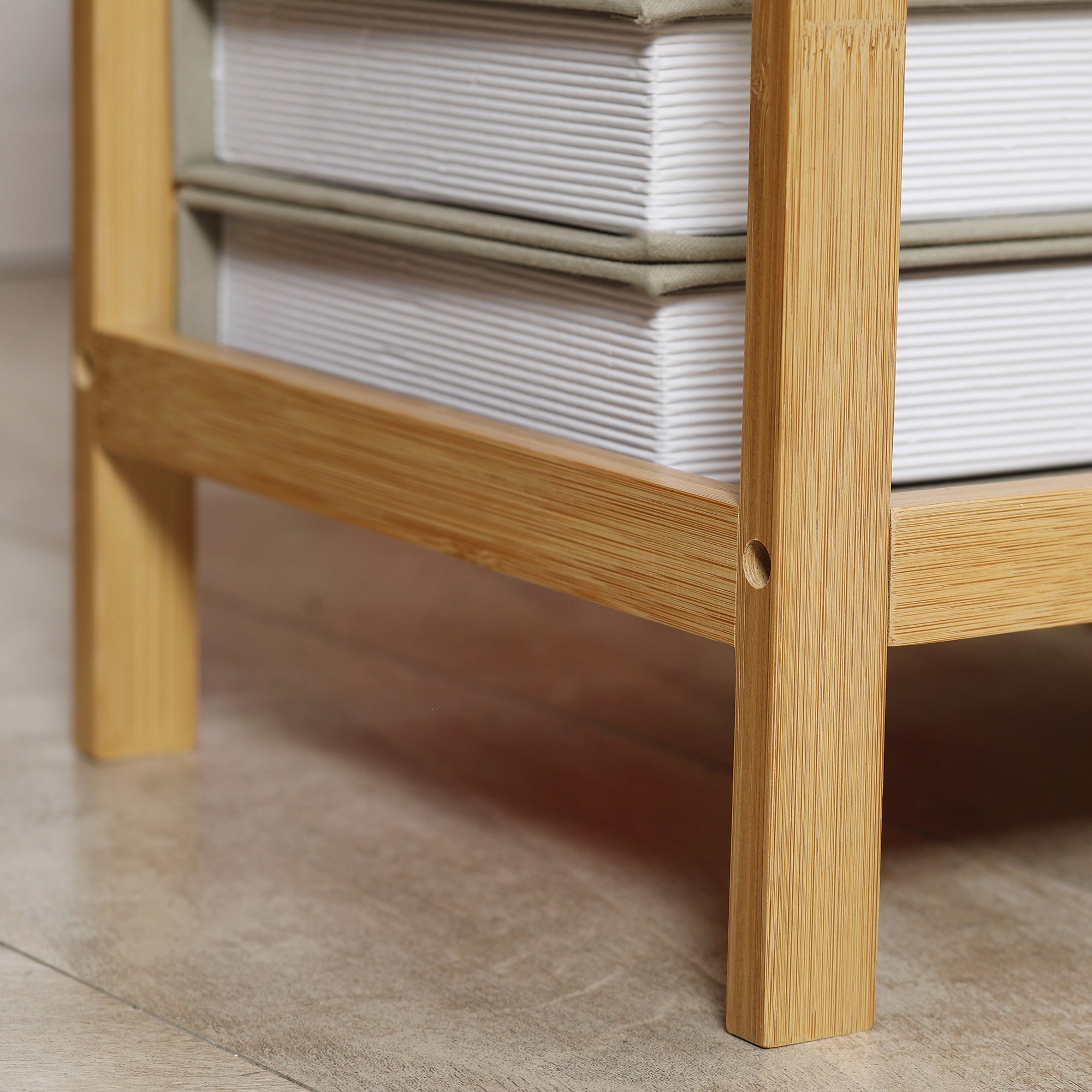 HOMCOM Bamboo Side Table with Drawer and Storage Shelf, Slim End Table Nightstand for Small Spaces, Natural