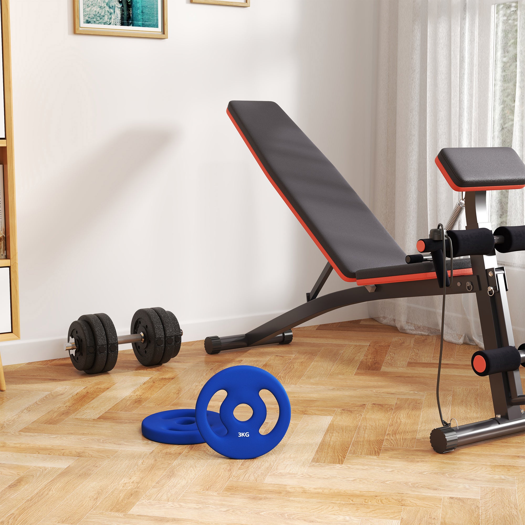 Soozier 2 x 6.6lbs Standard Weight Plates with Easy-Grip Handles, 1" Holes, for Home, Gym, Weight Lifting and Strength Training