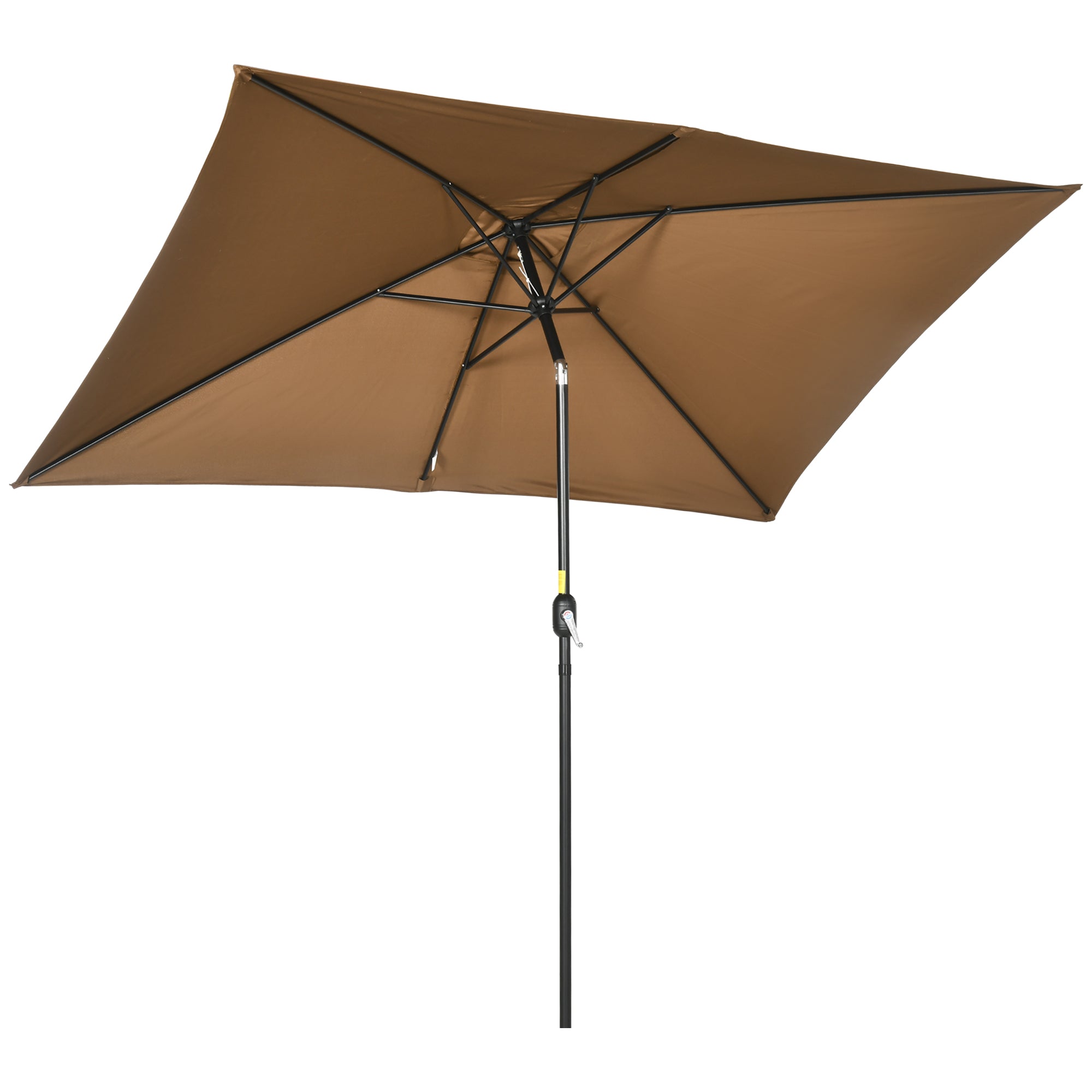 Outsunny 6.5x10ft Rectangle Aluminum Tilt Patio Umbrella, Garden Market Parasol, Outdoor Sunshade Canopy with Crank, Coffee