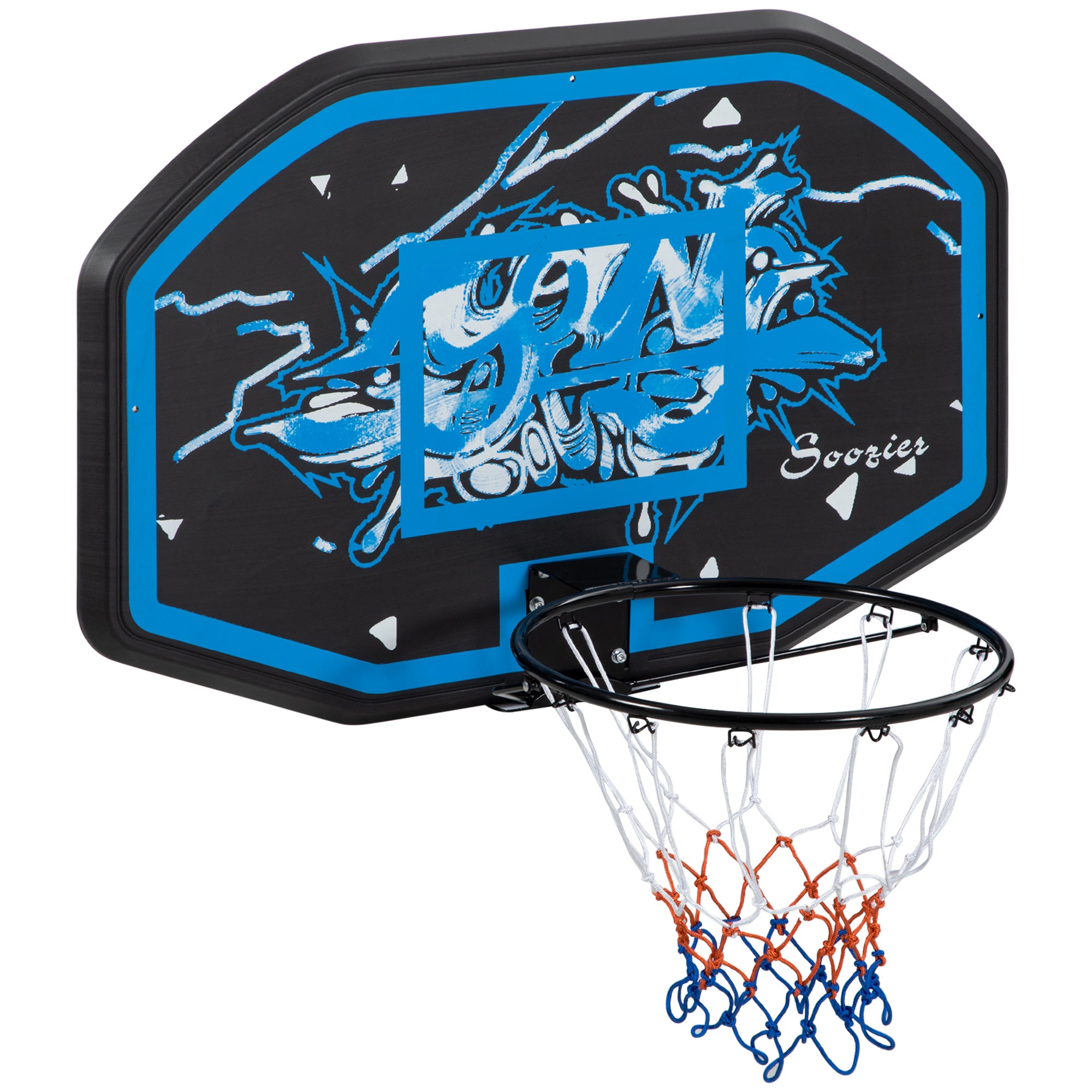 Soozier Wall Mounted Basketball Hoop, 43" x 28" Backboard, Mini Basketball Hoop, Over the Door Basketball Hoop with for Kids and Adults, Outdoors and Indoors Use