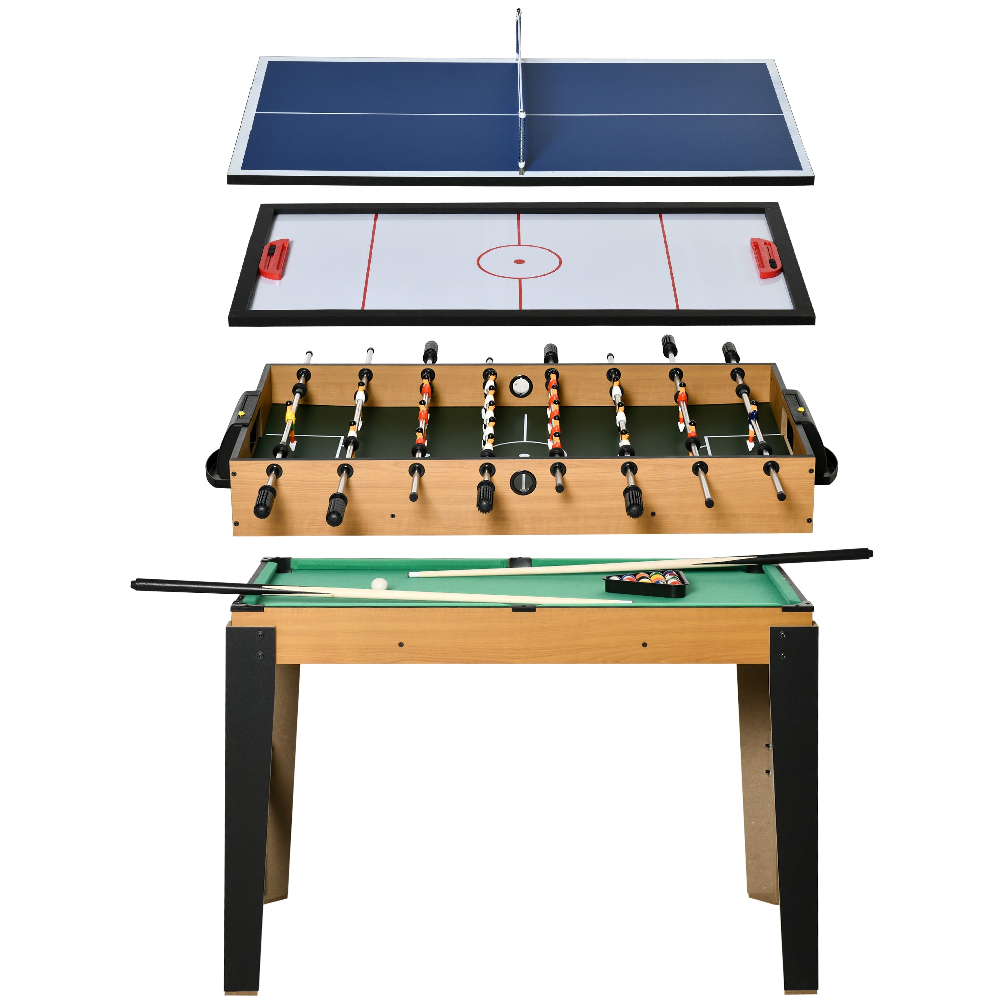 Soozier 43'' 4-in-1 Multi-Gaming Table, Tabletop Billiards Hockey Table Tennis Foosball Game, Easy Set up for Whole Family