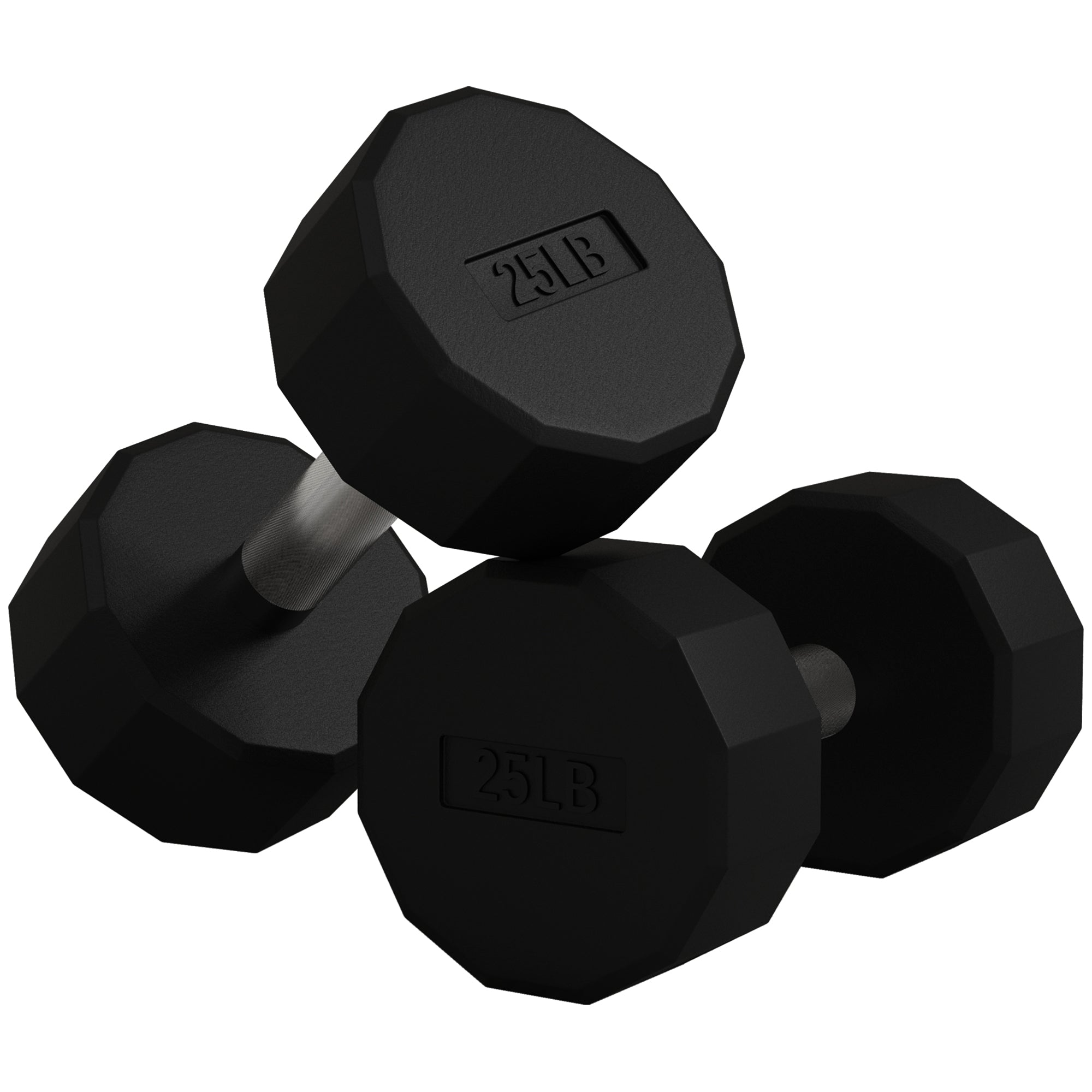 Soozier 2 x 25lbs Dumbbells Set with Non-Slip Grip, Rubber Covered Weights for Men Women Home Gym Workout