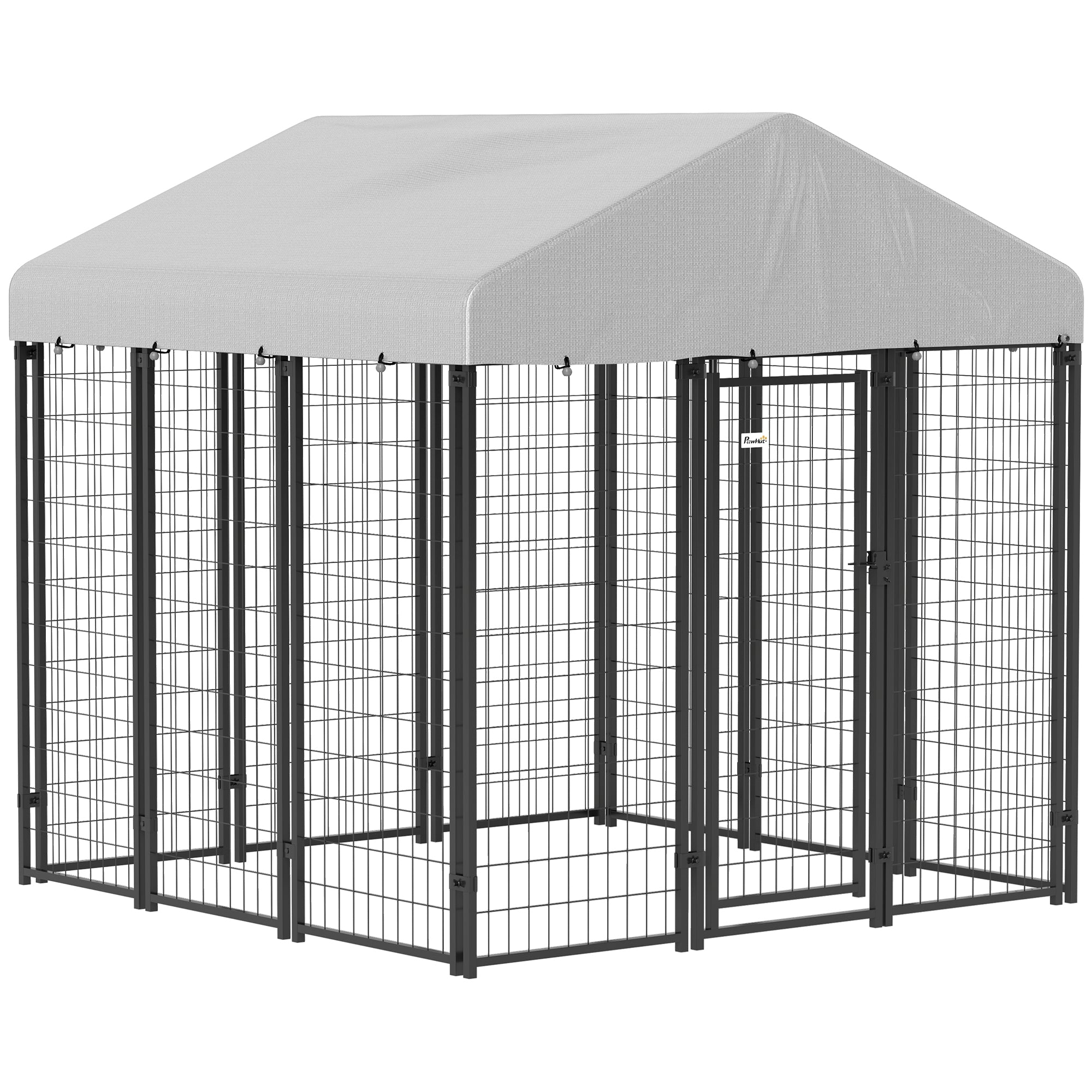 PawHut Outdoor Dog Kennel with Waterproof UV-Resistant Cover, for Large and Medium Dogs, 6' x 6' x 6', Silver