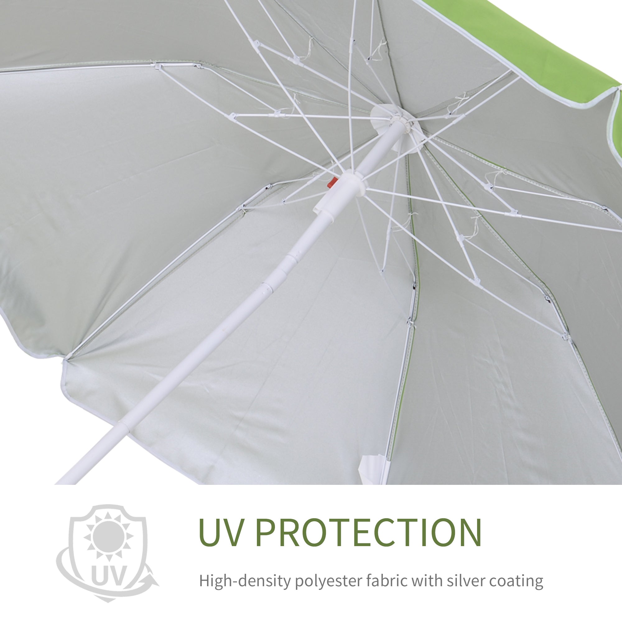 Outsunny 6.7ft Beach Umbrella with Push Button Tilt, Ruffled Outdoor Umbrella with Carry Bag and 8 Ribs, Green