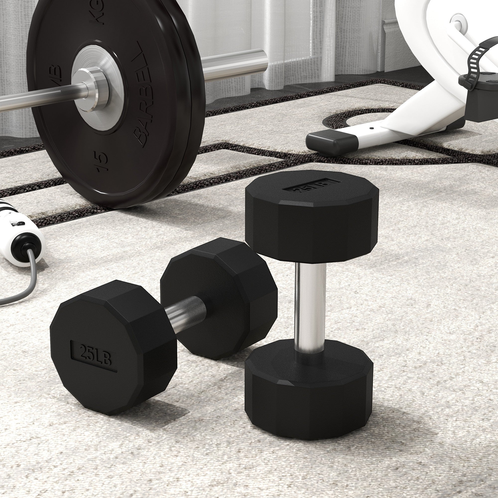 Soozier 2 x 25lbs Dumbbells Set with Non-Slip Grip, Rubber Covered Weights for Men Women Home Gym Workout