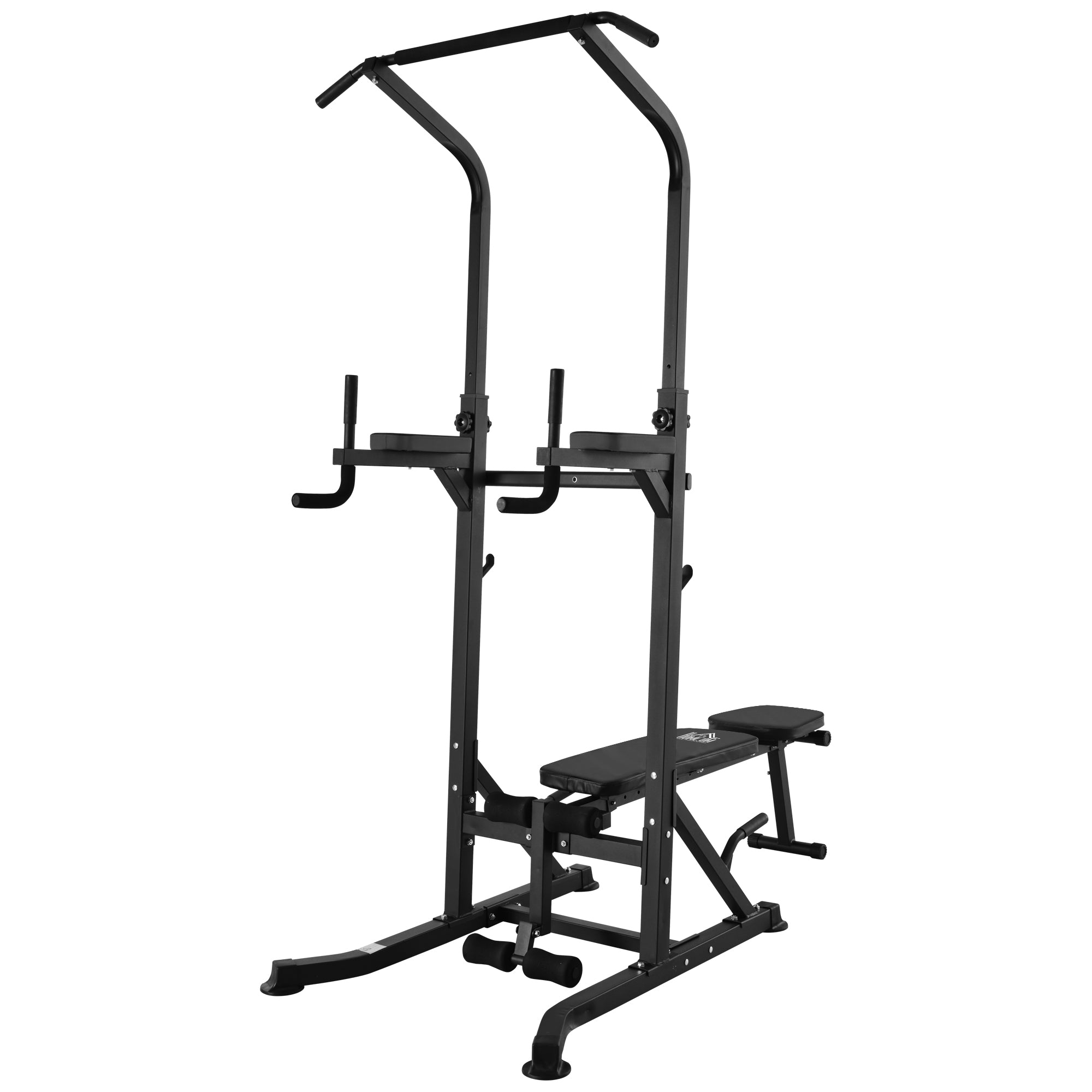 Soozier Foldable Power Tower Pull Up Dip Station with Adjustable Weight Bench for Home Gym Strength Training Fitness