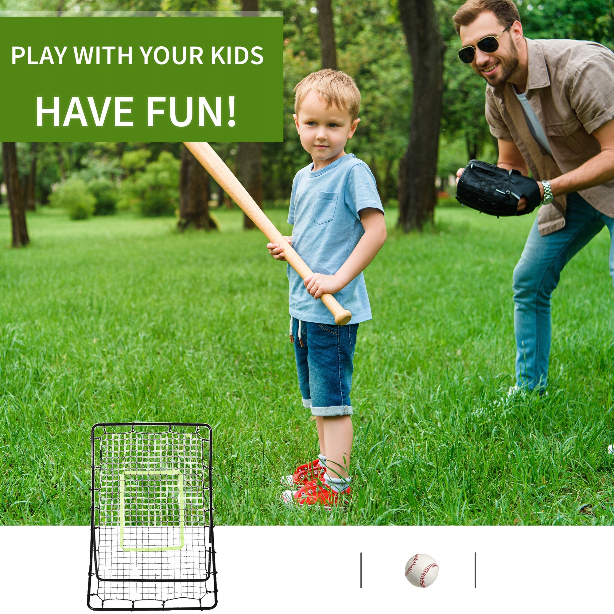 Soozier Multi-use Pitchback Rebounder Net Sports Throwing, Pitching and Fielding Trainer Screen Target Netting