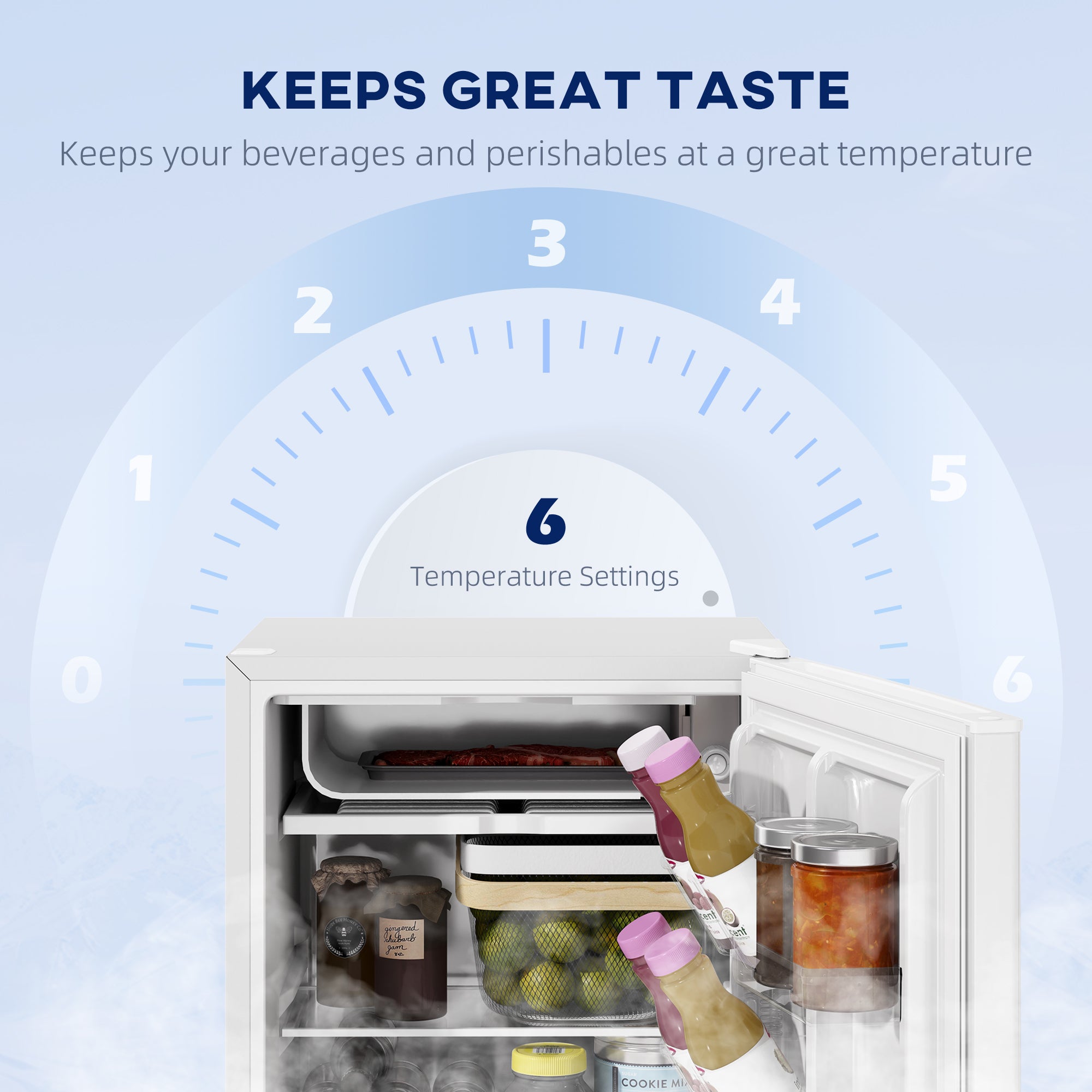 HOMCOM 2.5 Cu.Ft Mini Fridge, Single Door Compact Refrigerator with Freezer, Adjustable Thermostat, Reversible Door, White