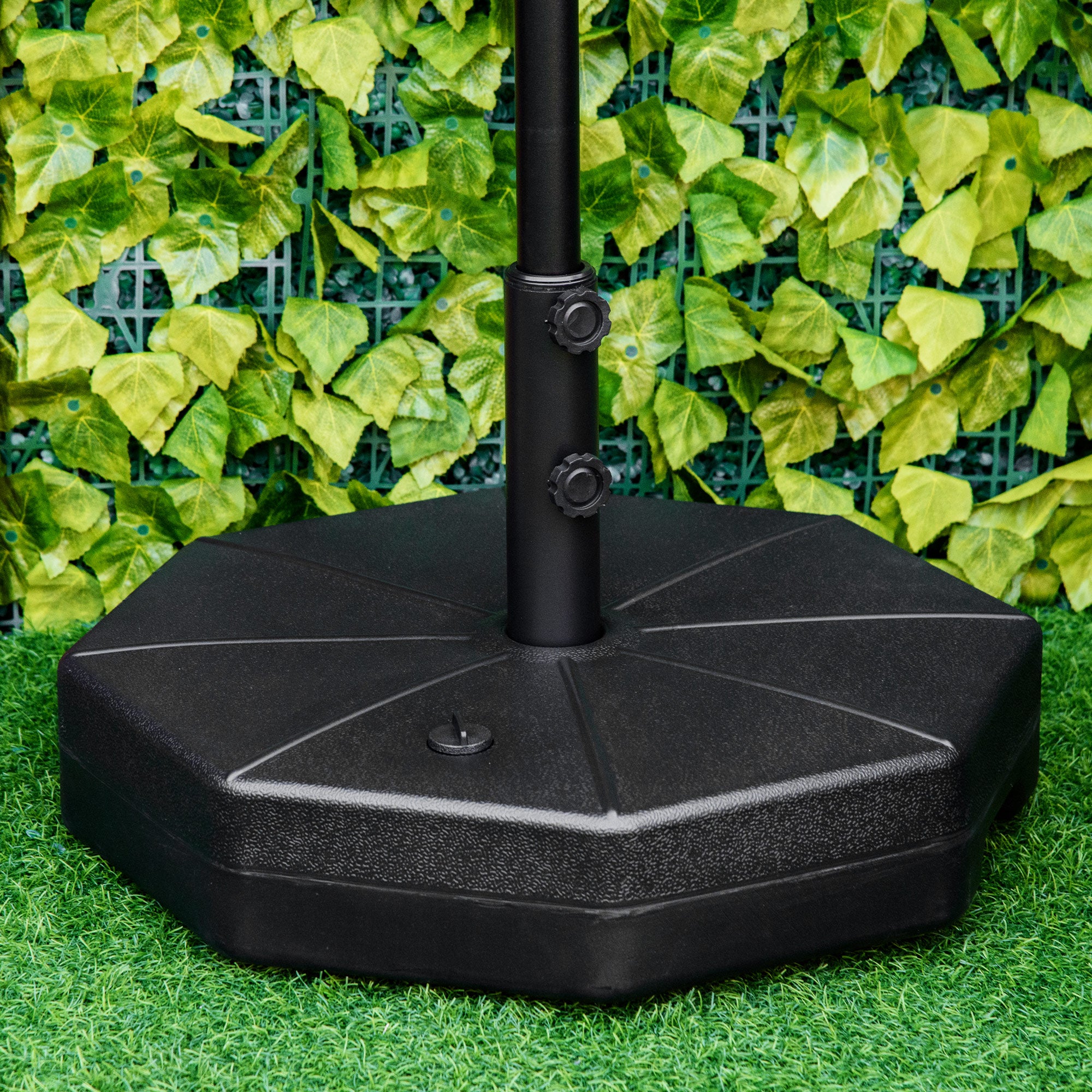 Outsunny Patio Umbrella Base Parasol Holder Outdoor Market Umbrella Stand Weights, Water/Sand Filled for Garden, Poolside, Black
