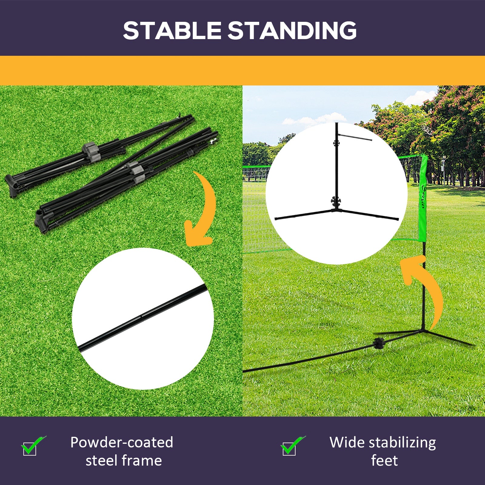 Soozier Portable Badminton Set, Pickleball Volleyball Net with 3 Shuttlecocks, 4 Rackets, for Indoor Outdoor, Beach, Backyard