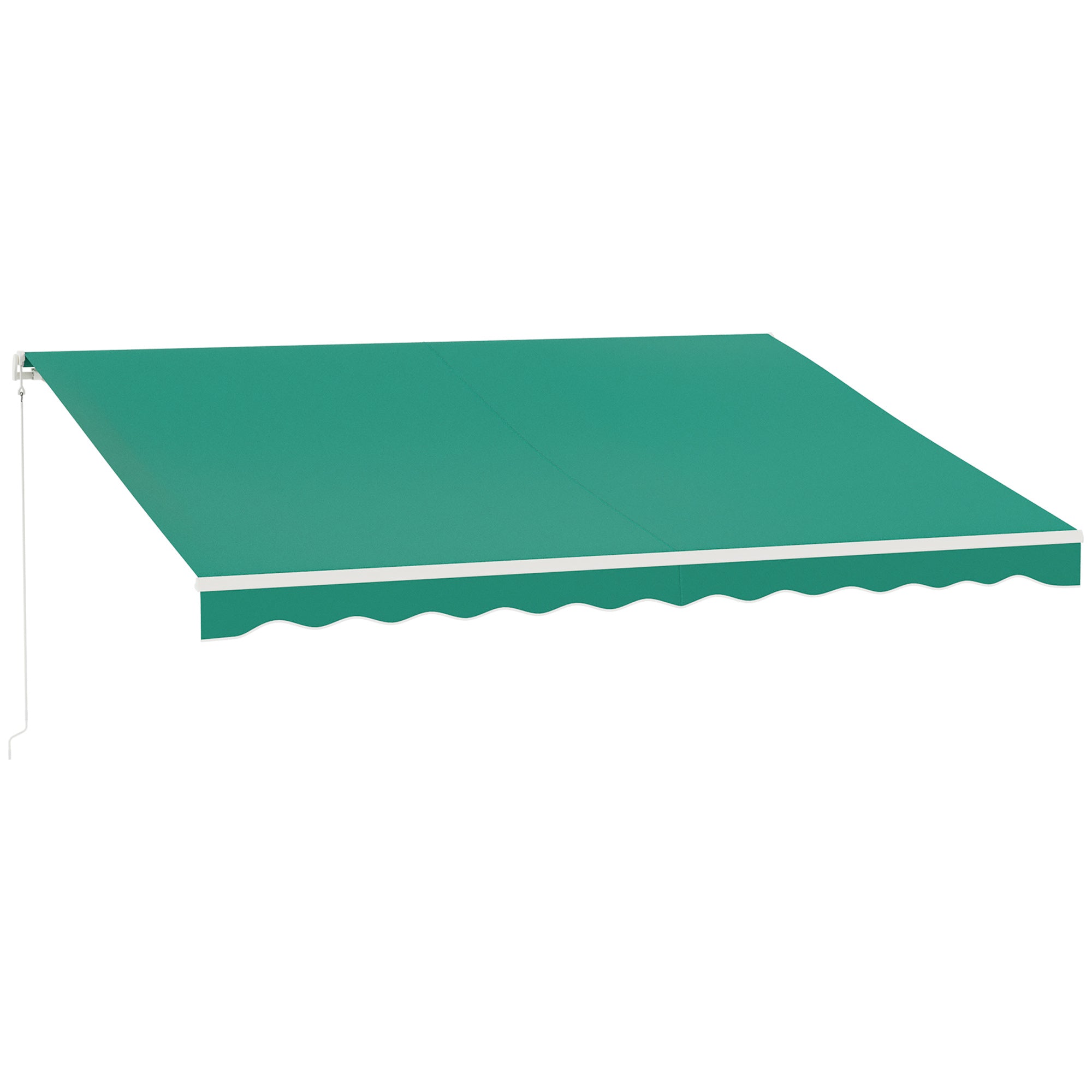 Outsunny 13' x 10' Electric Awning, Retractable Awning Sun Shade Shelter with Remote Controller, Manual Crank Handle and Aluminum Frame, for Deck, Balcony, Yard, Green
