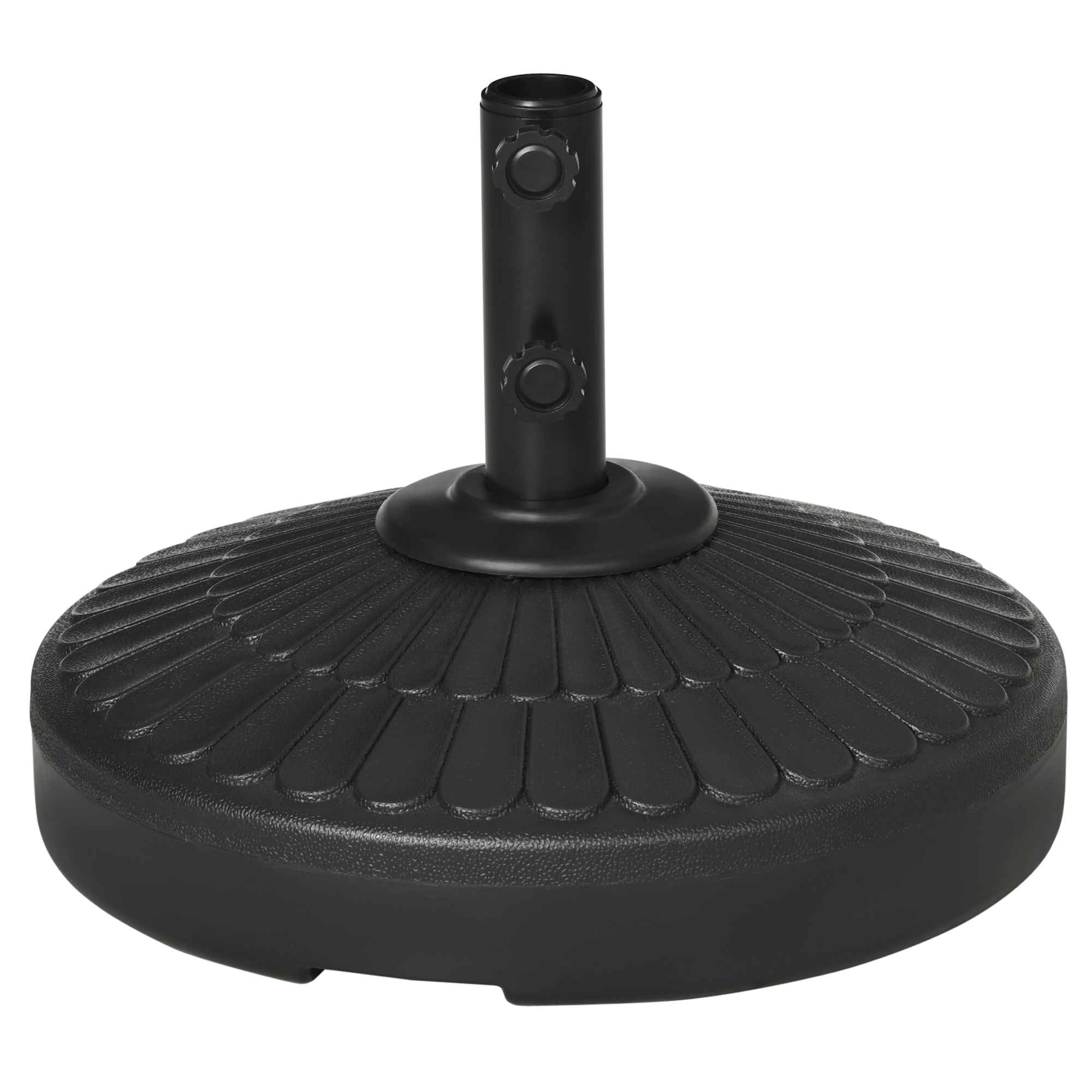 Outsunny Patio Umbrella Base with Handle, Heavy Duty Round Umbrella Stand, Garden Umbrella Holder for 1.5", 1.9" Poles, Black