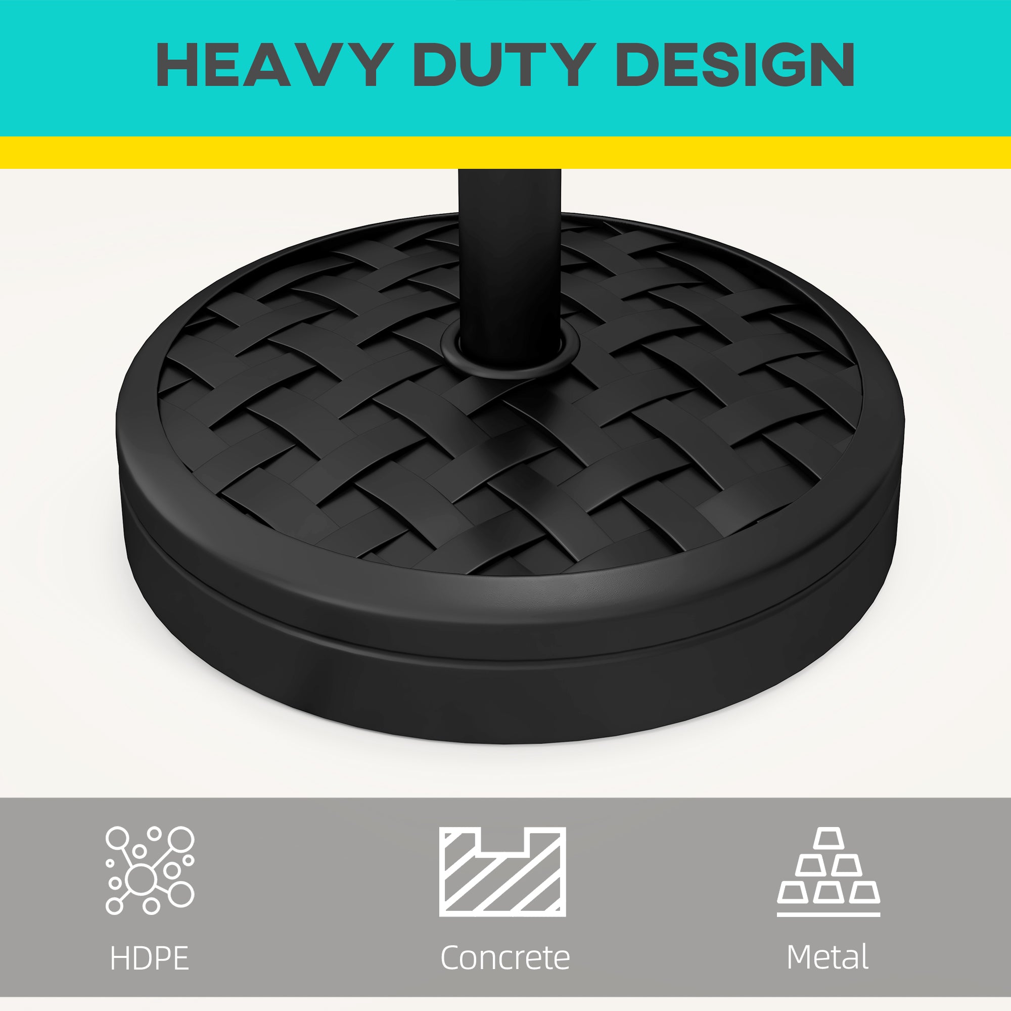 Outsunny 40lbs. Concrete Umbrella Base with Rattan Effect, Heavy Duty Parasol Stand for Outdoor Patio Umbrella, Black