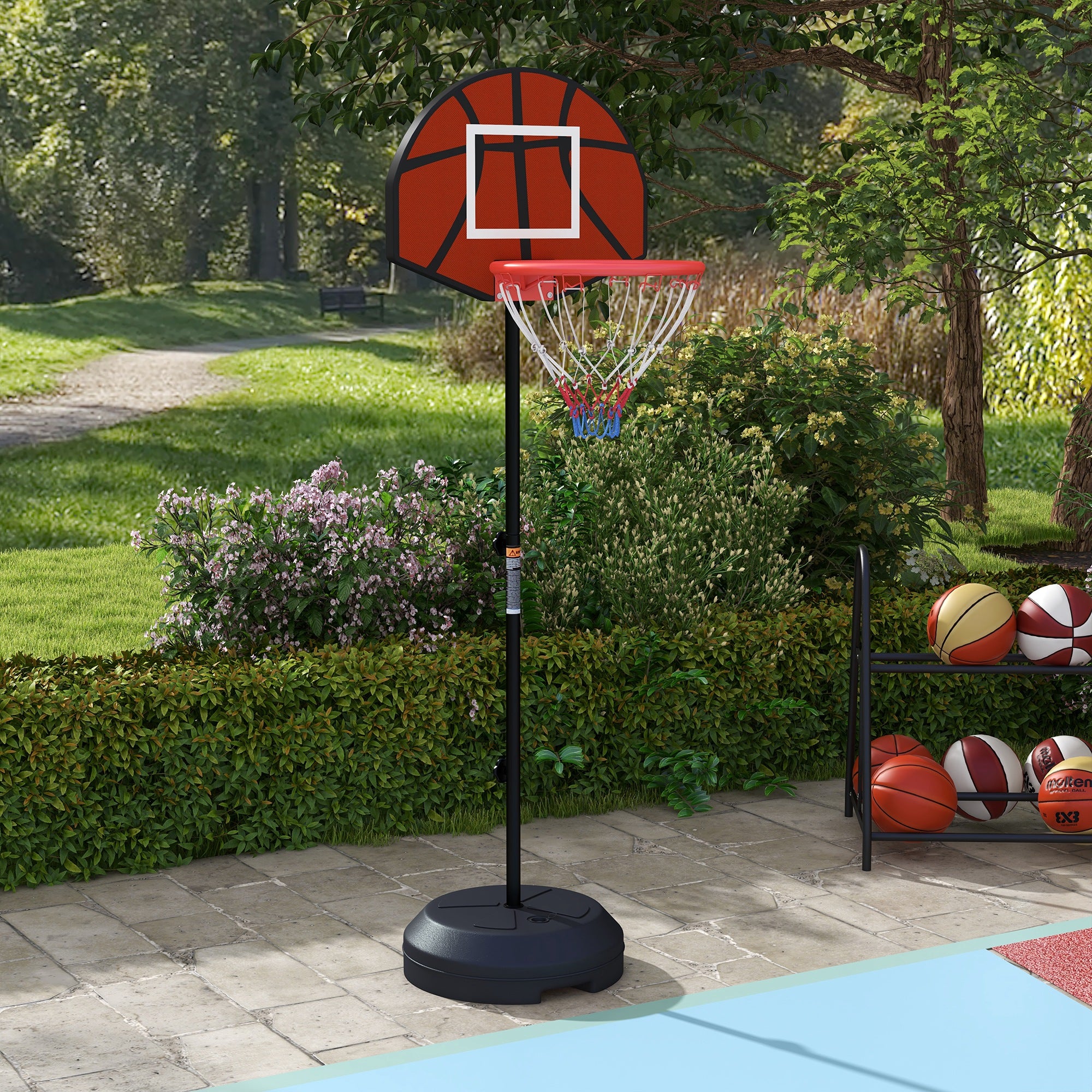 Soozier 3-5ft Basketball Hoop and Stand with Magenic Dartboard and Darts, 15" Backboard, Weighted Base for Teens Youth