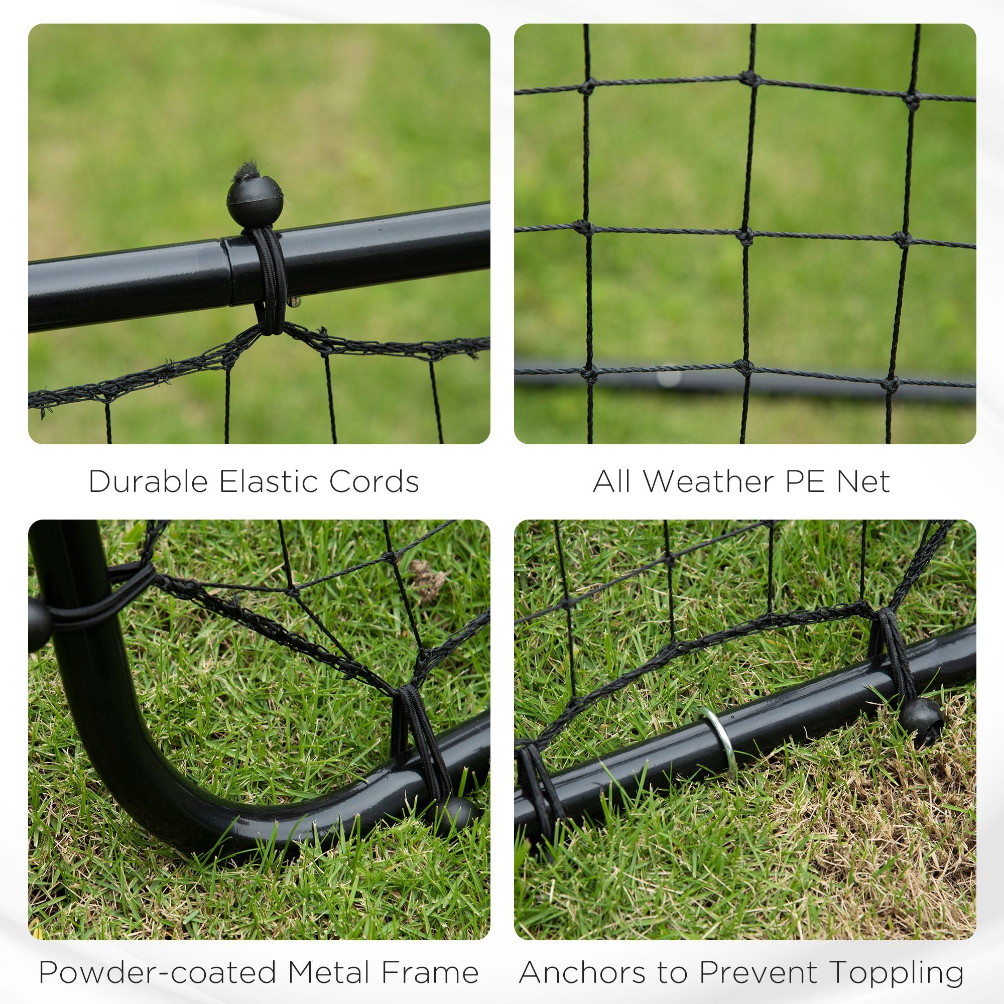 HOMCOM Volleyball Rebounder Net Football Training Aid Kickback Target Play Black