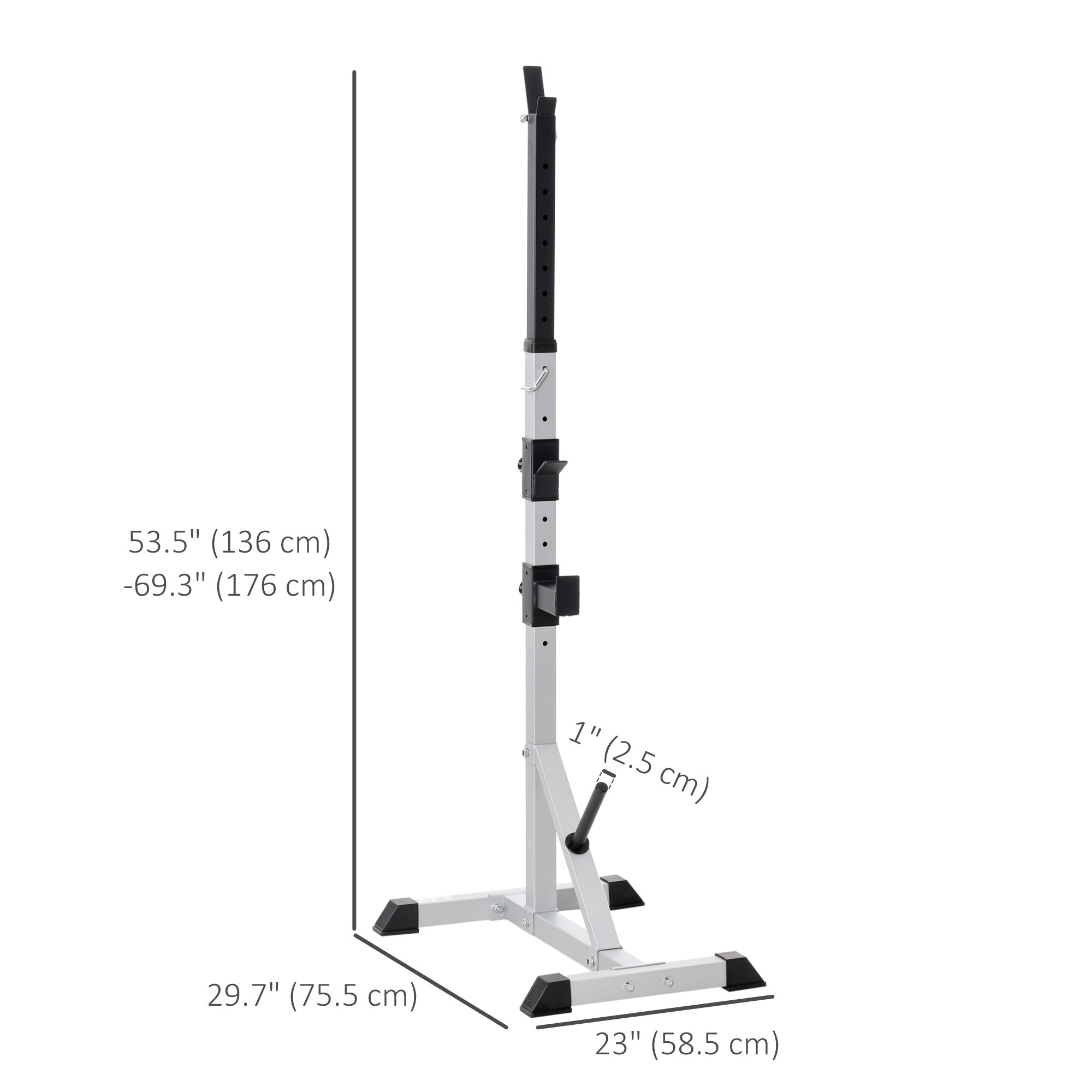 Soozier 2-Piece Barbell Rack, 53.5"-69.3" Height Adjustable Squat Rack Bench Press Rack, 440LBS Capacity