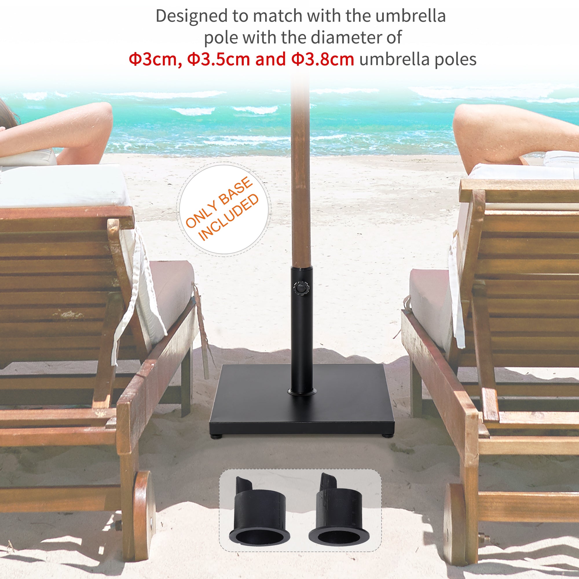 Outsunny 40 lbs Steel Square Parasol Stand Base w/ Adjustable Knob Umbrella Stand Garden Patio Outdoor Home, Black