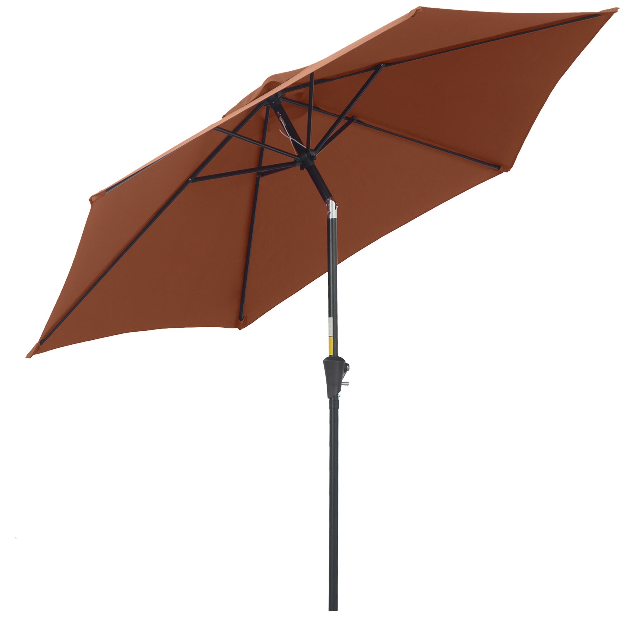 Outsunny 8.5FT Patio Umbrella, Round Garden Parasol with 6 Ribs, Market Sunshade Tilt Canopy w/ Crank Handle for Outdoor, Coffee