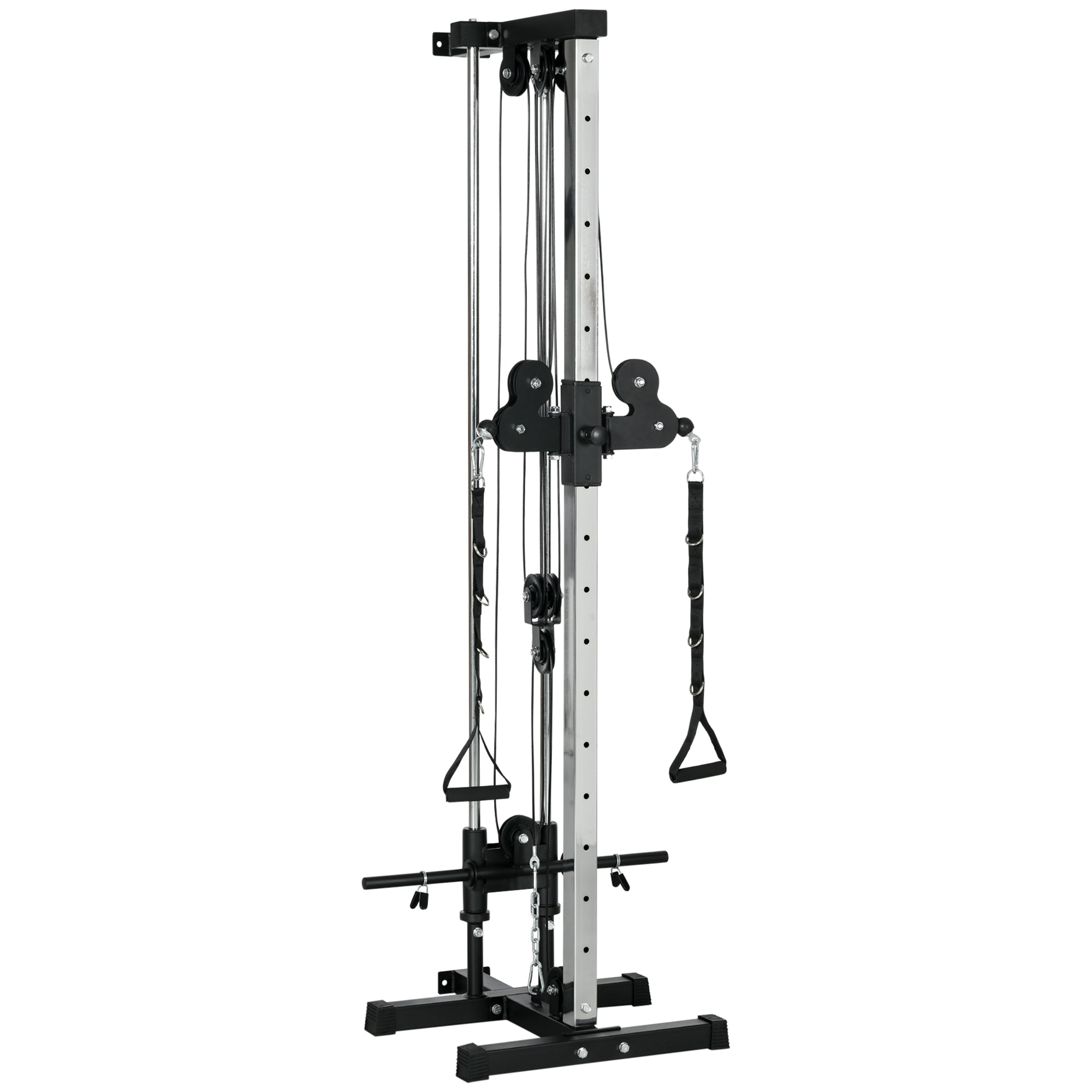 Soozier Wall Mount Cable Station, 15 Positions Adjustable Dual Pulley Machine Cable Crossover Machine for Home Gym