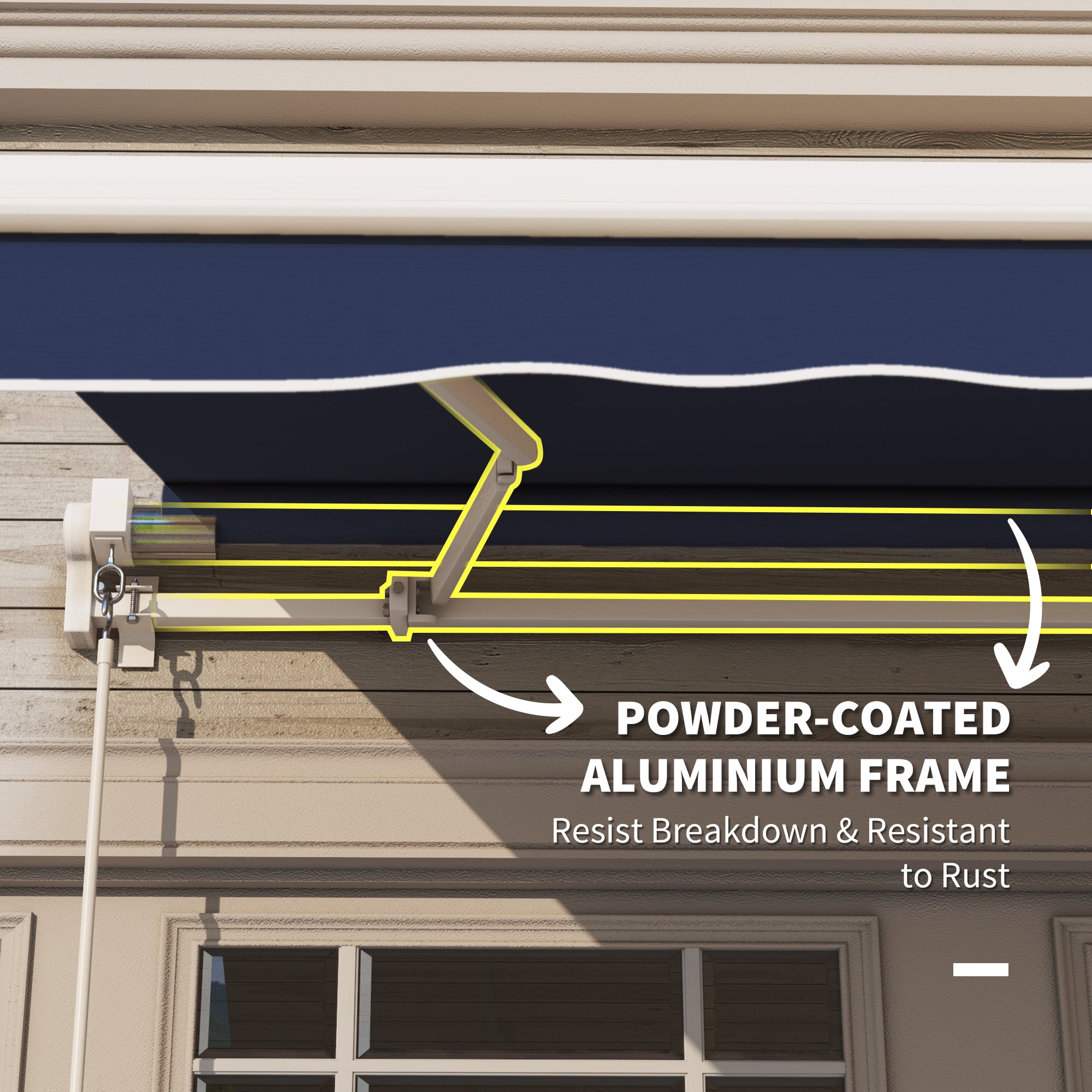 Outsunny 10' x 8' Manual Retractable Awning, Sun Shade Shelter Canopy, with Aluminum Frame and UV Protection for Patio Deck Yard Window Door, Blue